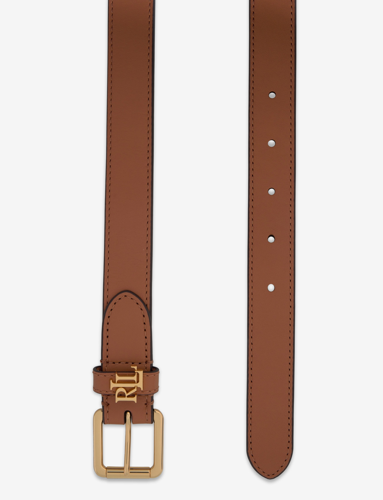 Lauren Ralph Lauren - Logo-Keeper Leather Skinny Belt - casual belts - classic caramel - 1