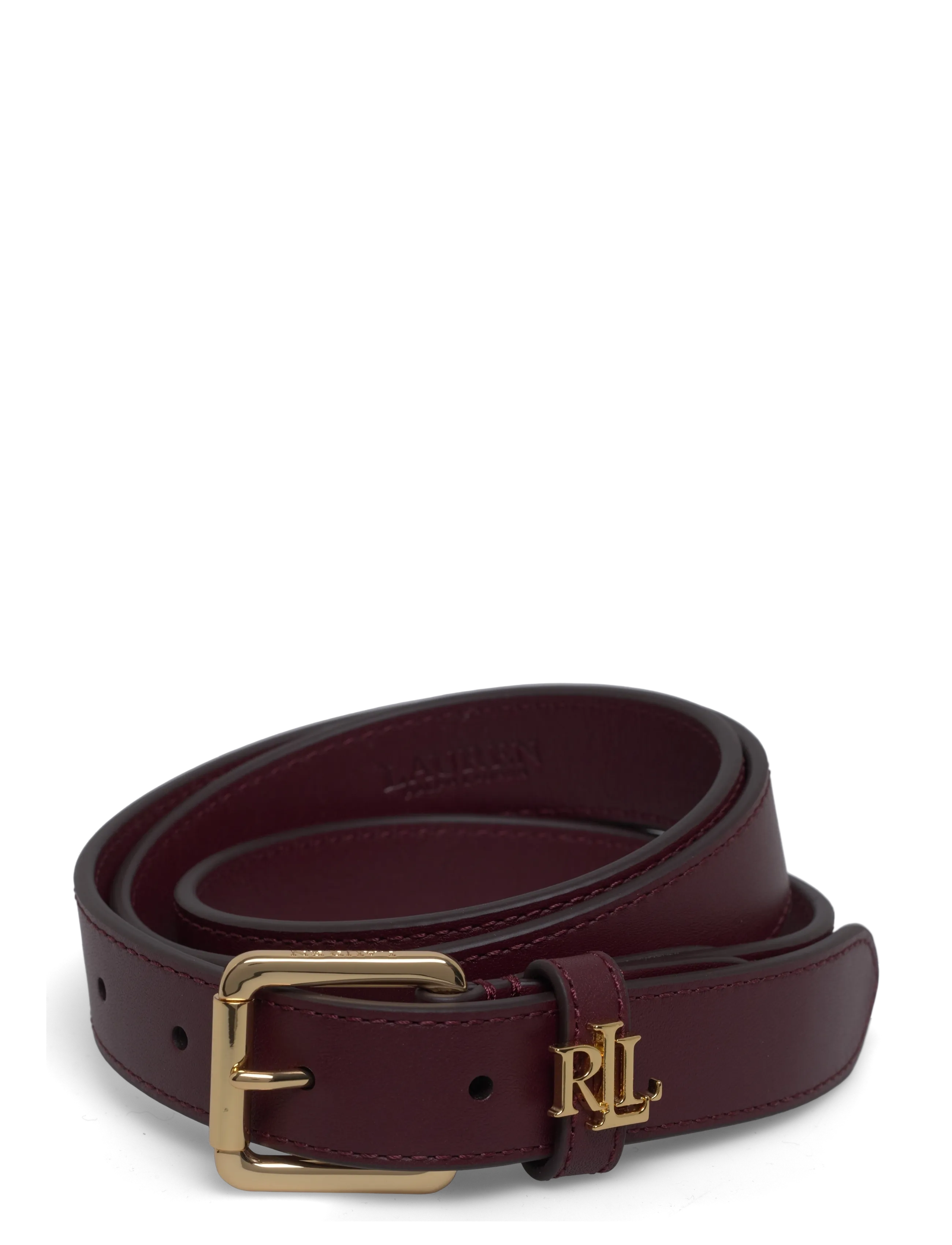 Logo-Keeper Leather Skinny Belt - DARK GARNET