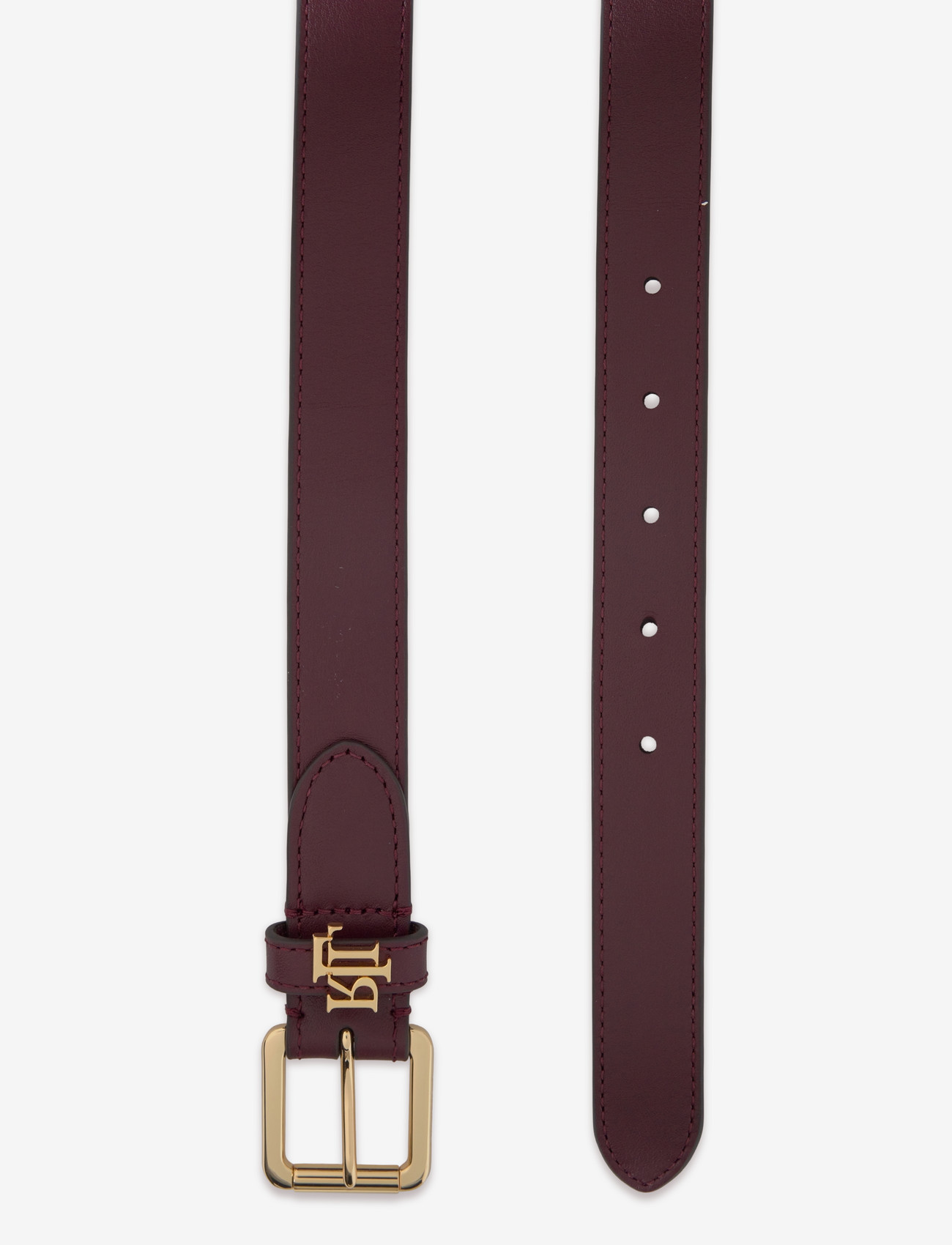 Lauren Ralph Lauren - Logo-Keeper Leather Skinny Belt - casual belts - dark garnet - 1