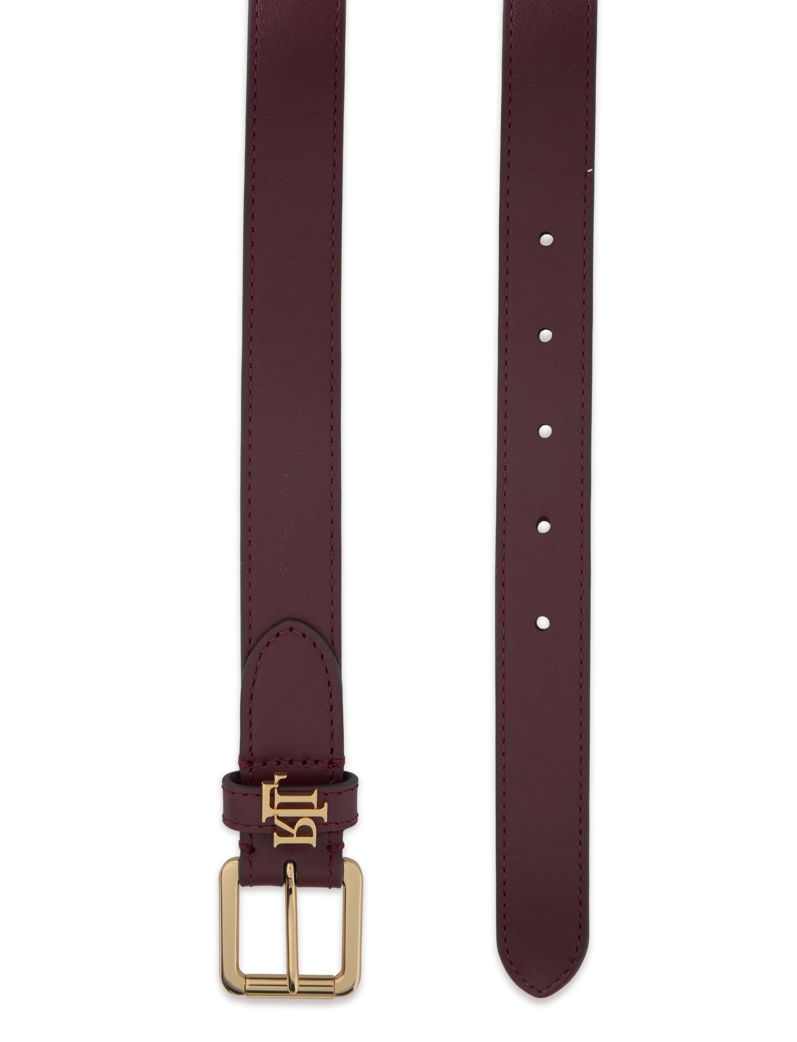 Lauren Ralph Lauren - Logo-Keeper Leather Skinny Belt - læderbælter - dark garnet - 1