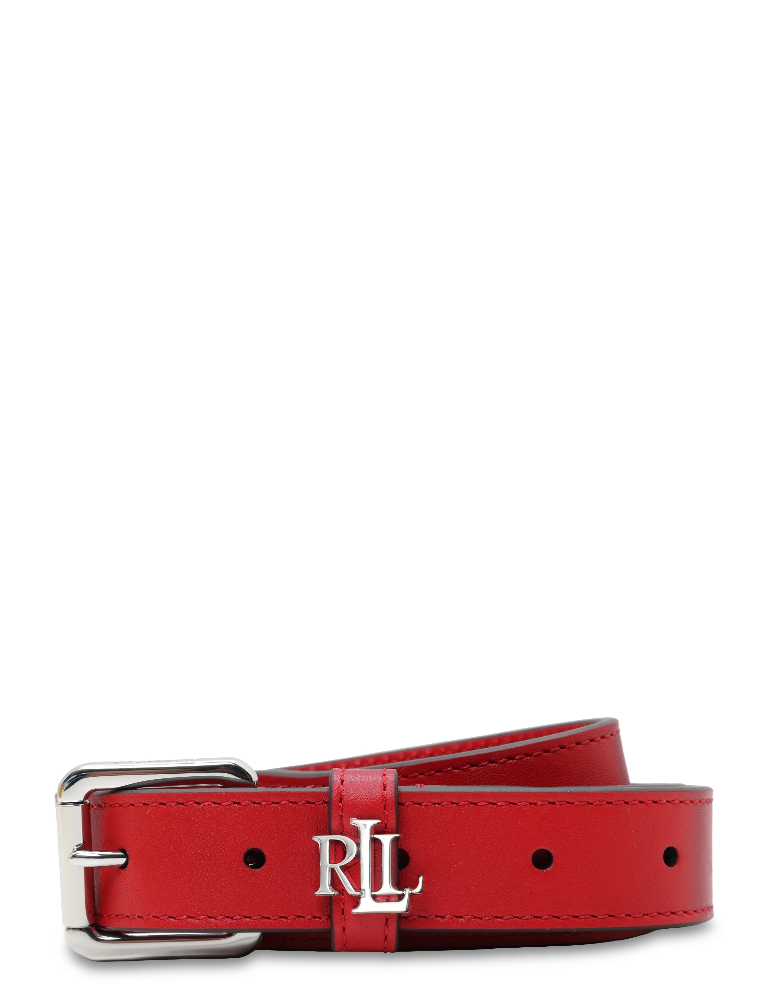 Lauren Ralph Lauren Logo-Keeper Leather Skinny Belt - Gürtel - FESTIVE RED/PALLA / red