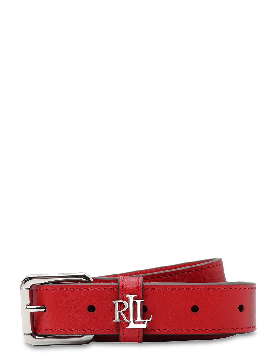Lauren Ralph Lauren - Logo-Keeper Leather Skinny Belt - ledergürtel - festive red/palla - 0