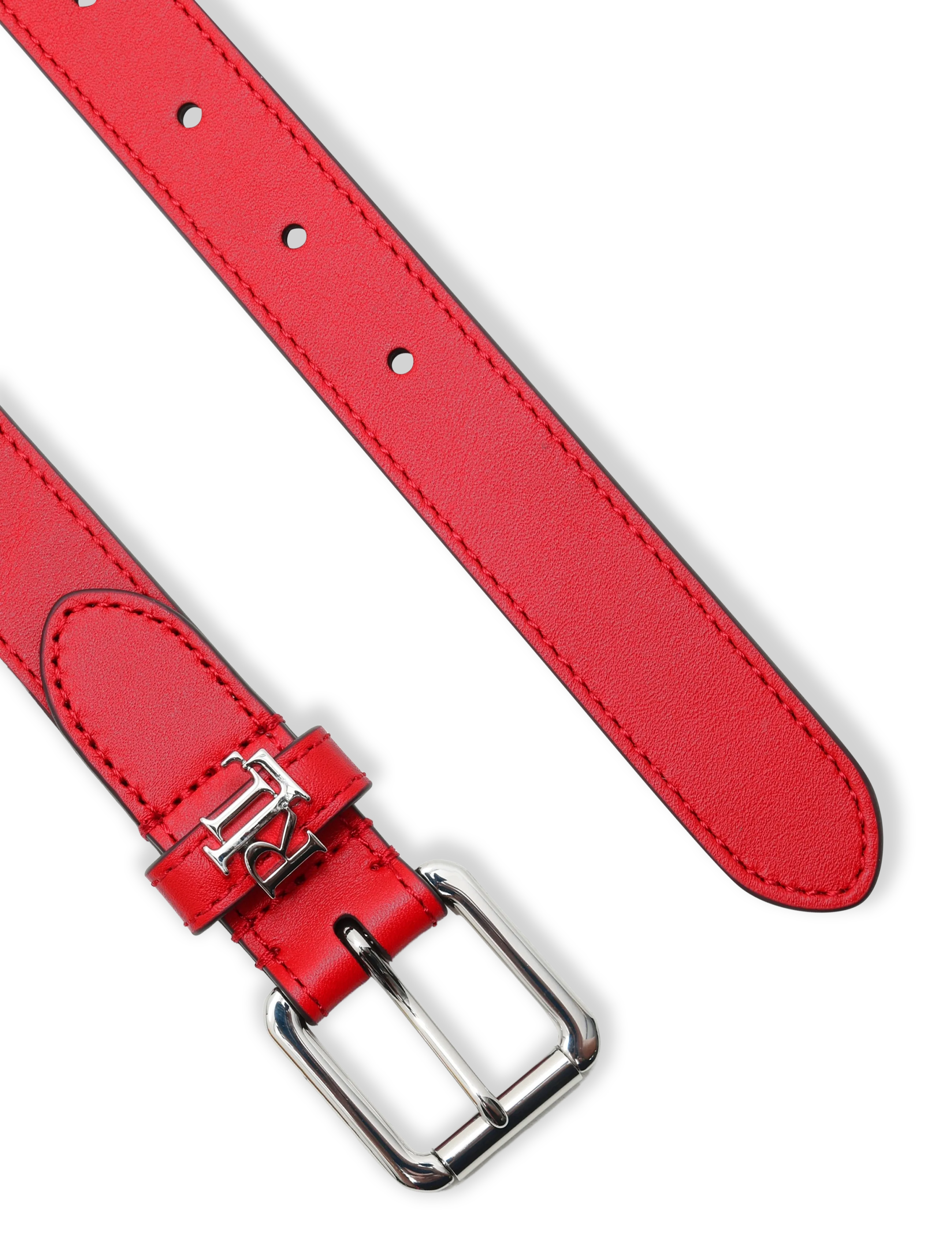 Lauren Ralph Lauren - Logo-Keeper Leather Skinny Belt - ledergürtel - festive red/palla - 1