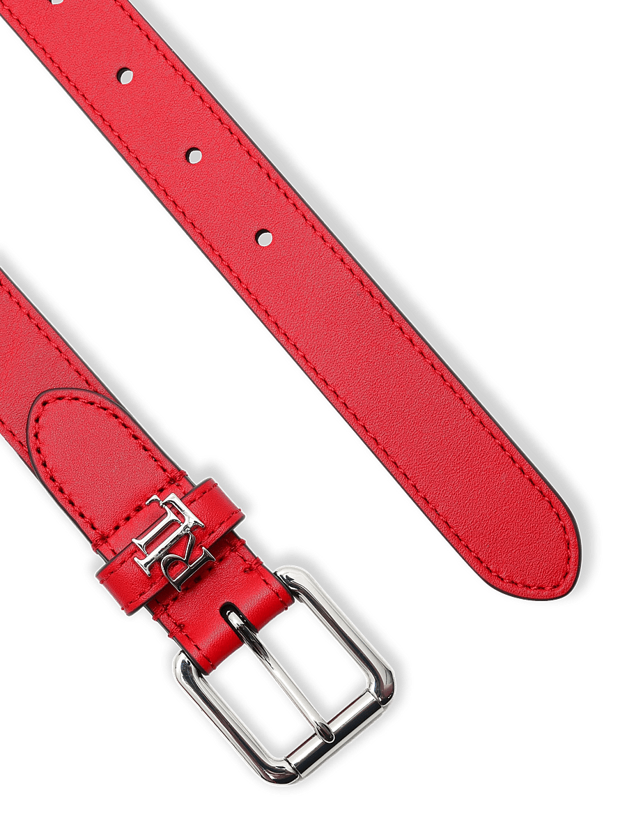 Lauren Ralph Lauren - Logo-Keeper Leather Skinny Belt - ledergürtel - festive red/palla - 1