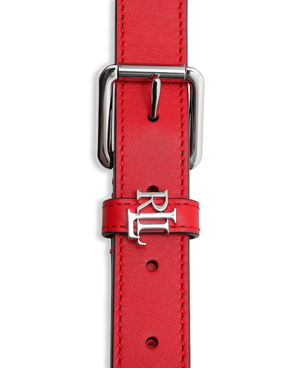 Lauren Ralph Lauren - Logo-Keeper Leather Skinny Belt - ledergürtel - festive red/palla - 2