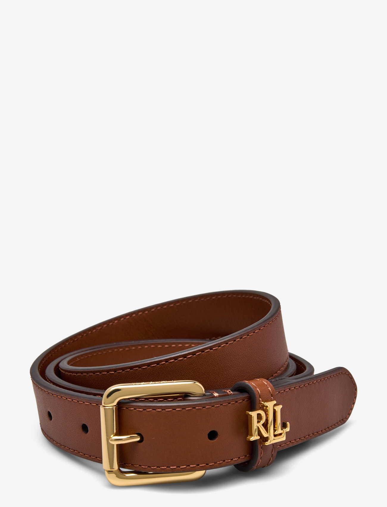 Lauren Ralph Lauren - Logo-Keeper Leather Skinny Belt - casual bælter - lauren tan - 0