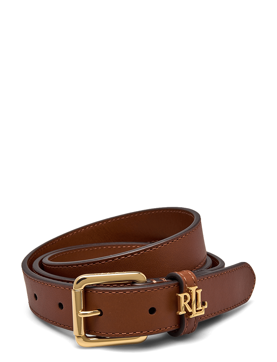 Lauren Ralph Lauren - Logo-Keeper Leather Skinny Belt - læderbælter - lauren tan - 0