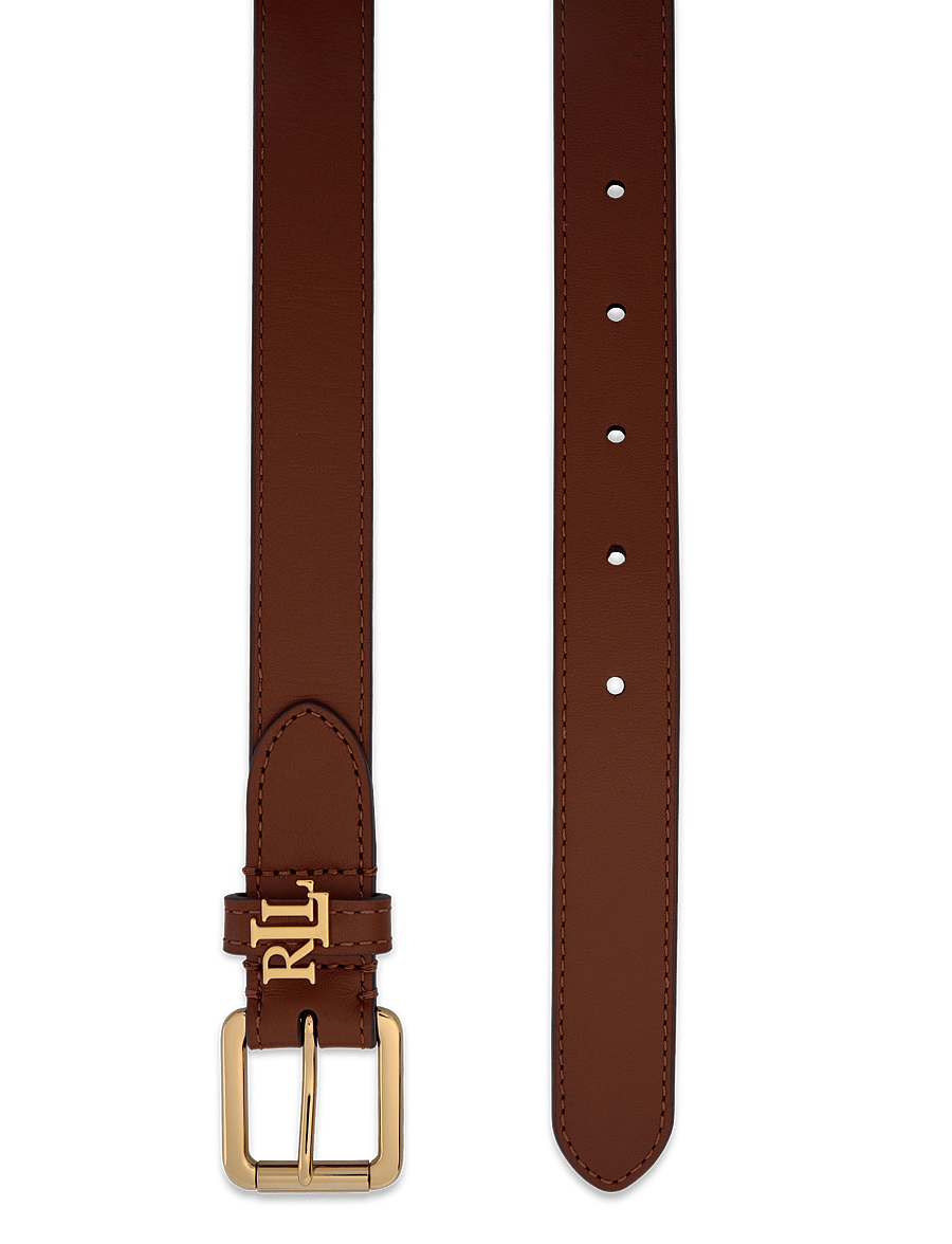 Lauren Ralph Lauren - Logo-Keeper Leather Skinny Belt - læderbælter - lauren tan - 1