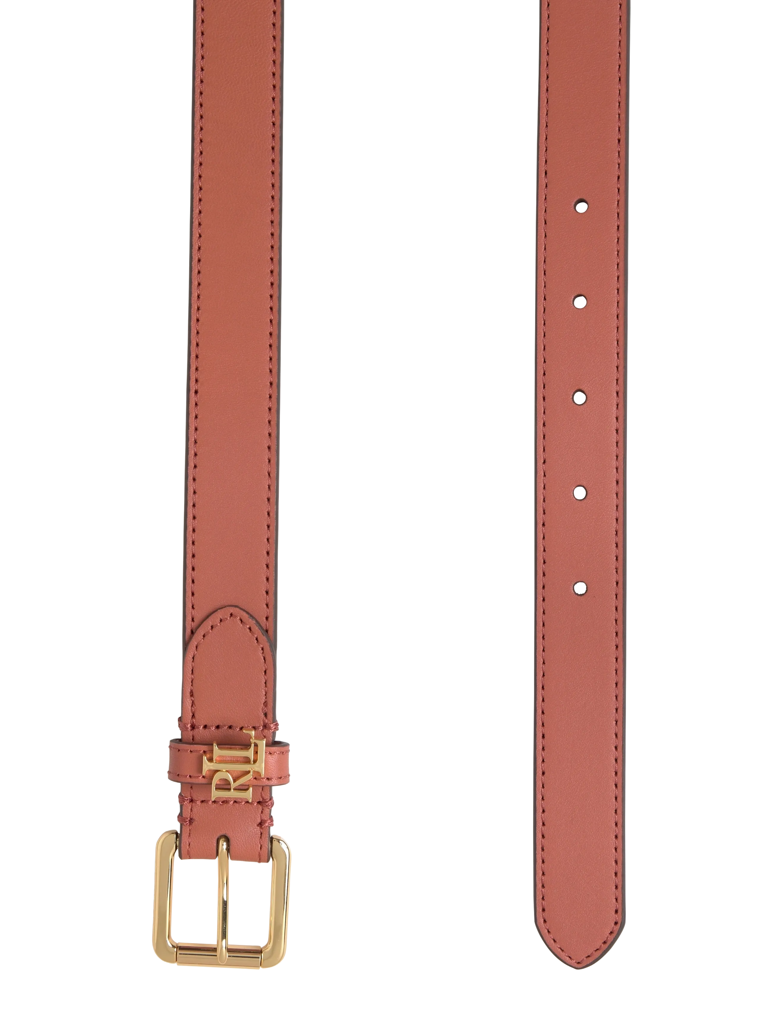 Lauren Ralph Lauren - Logo-Keeper Leather Skinny Belt - læderbælter - red terracotta - 1