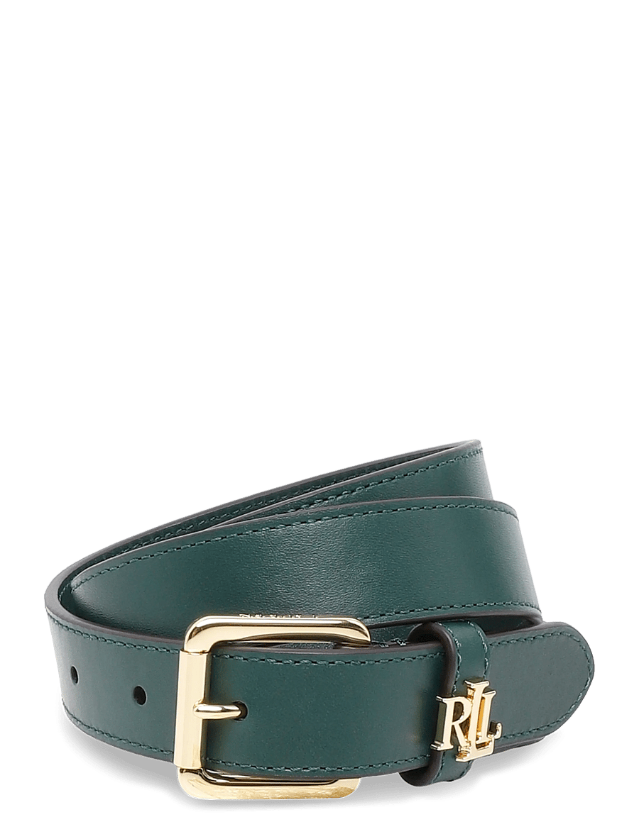 Lauren Ralph Lauren - Logo-Keeper Leather Skinny Belt - ledergürtel - season green - 0