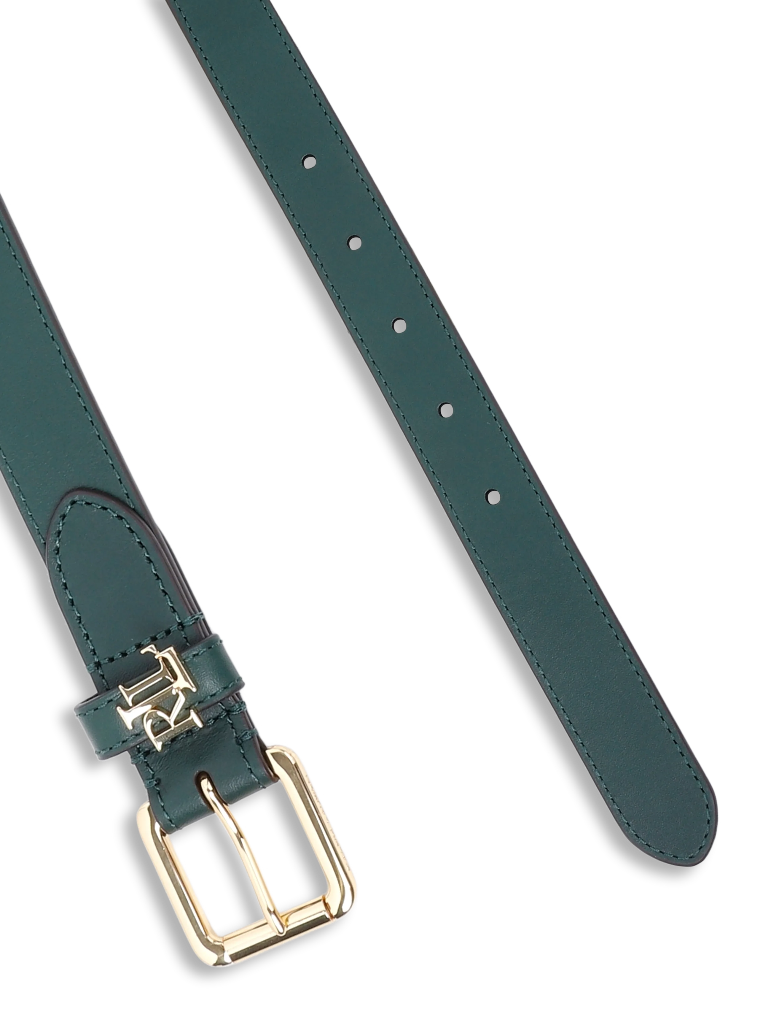 Lauren Ralph Lauren - Logo-Keeper Leather Skinny Belt - ledergürtel - season green - 1