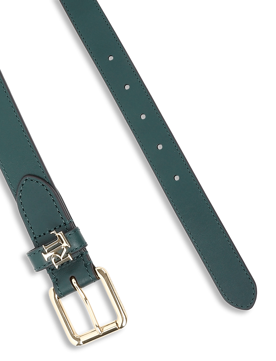 Lauren Ralph Lauren - Logo-Keeper Leather Skinny Belt - ledergürtel - season green - 1