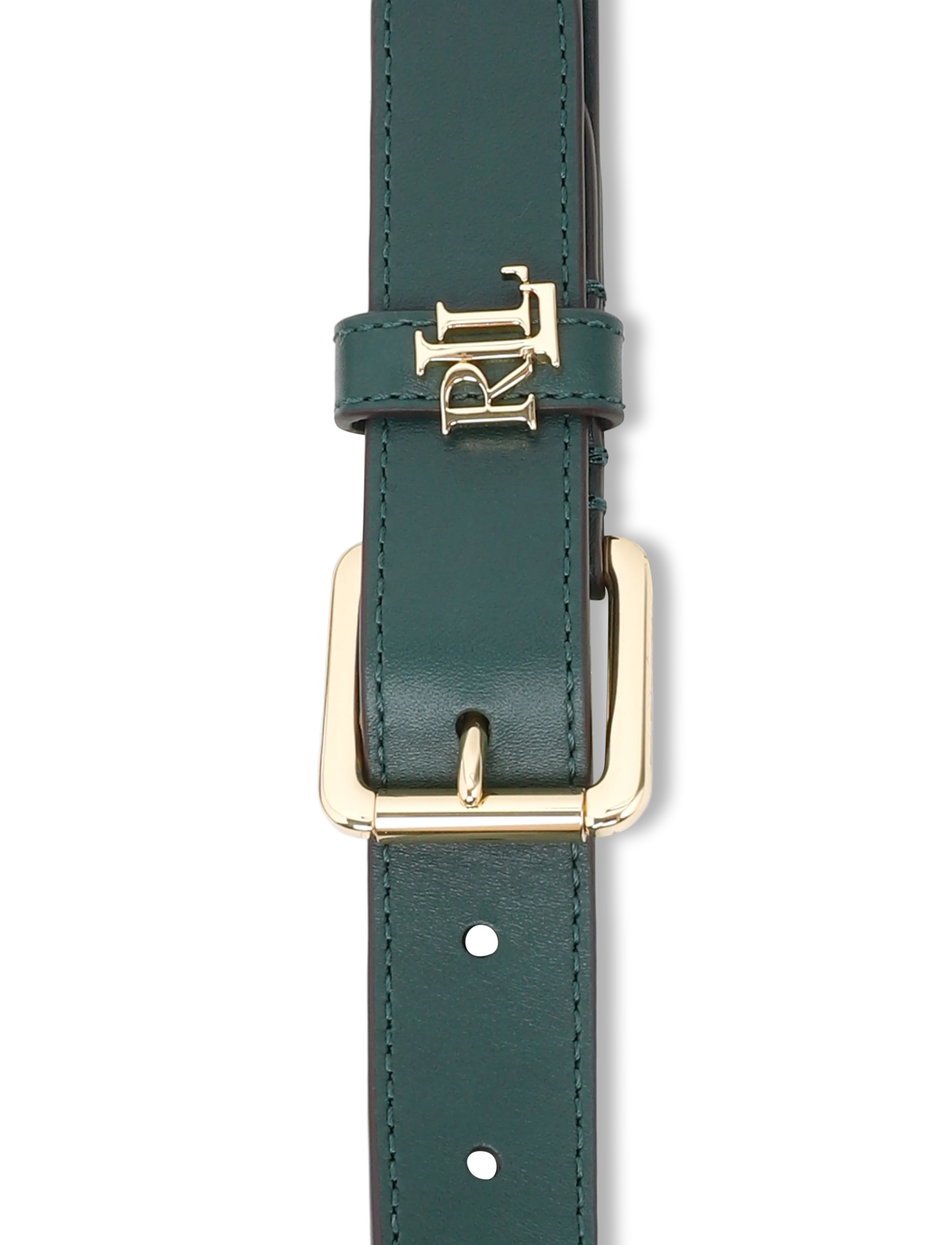 Lauren Ralph Lauren - Logo-Keeper Leather Skinny Belt - ledergürtel - season green - 2