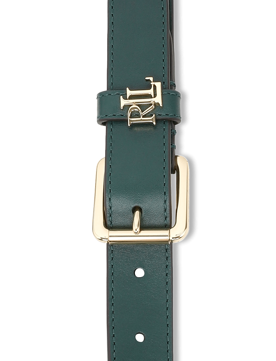 Lauren Ralph Lauren - Logo-Keeper Leather Skinny Belt - ledergürtel - season green - 2