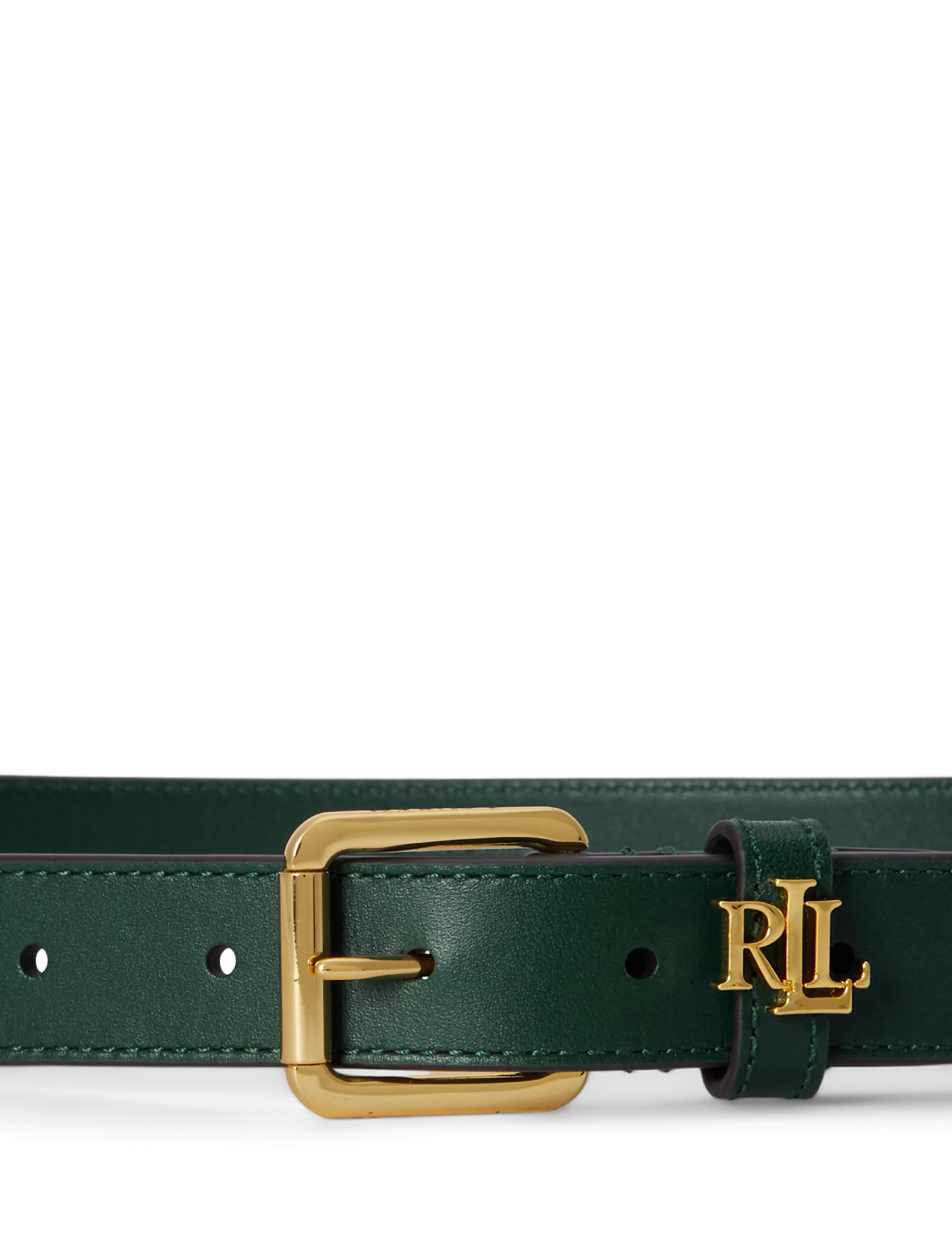 Lauren Ralph Lauren - Logo-Keeper Leather Skinny Belt - læderbælter - season green - 3