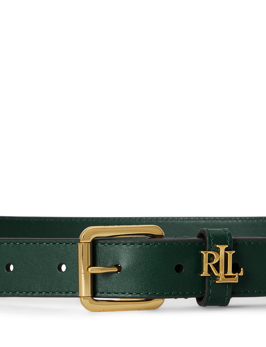 Lauren Ralph Lauren - Logo-Keeper Leather Skinny Belt - læderbælter - season green - 3