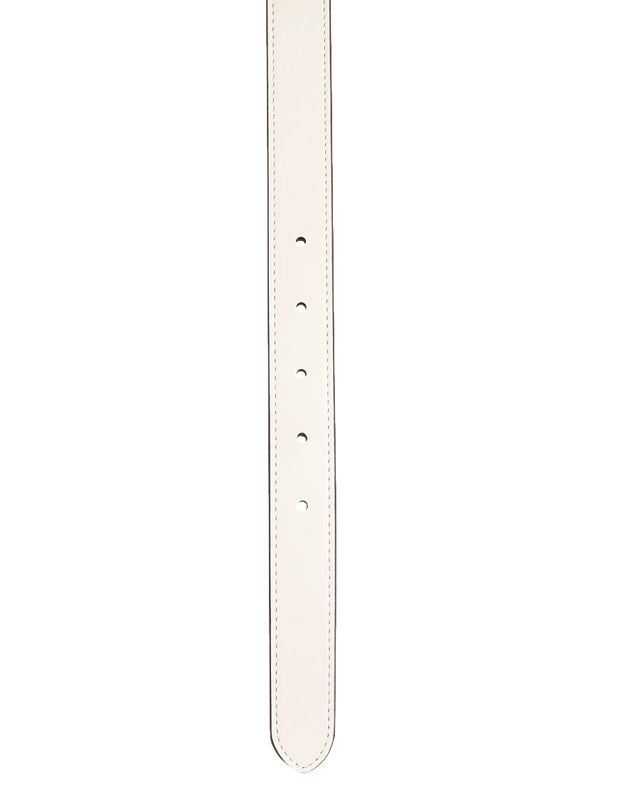 Lauren Ralph Lauren - Logo-Keeper Leather Skinny Belt - Ādas jostas - soft white/pb - 2