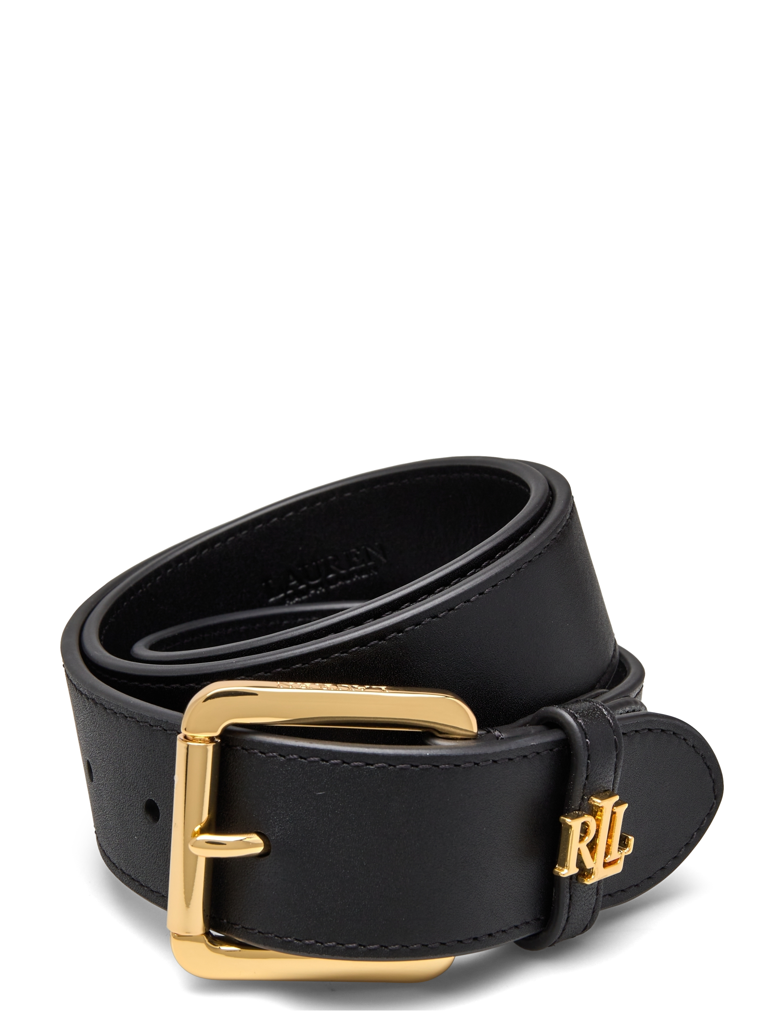 Lauren Ralph Lauren Natural Smth Leathr-Logo Keeper-Blt, Kvinder, Logo Keeper Bælte, Sort, Str: XL
