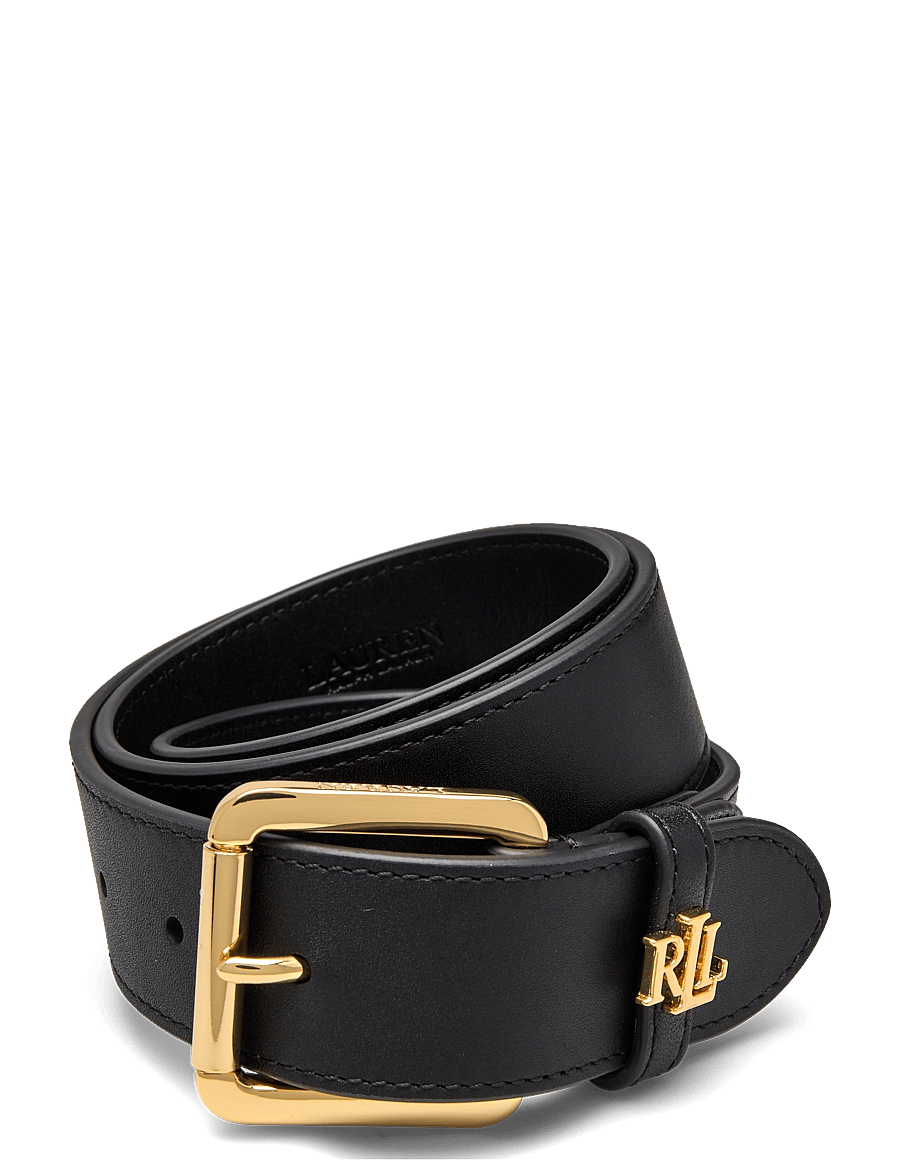 Lauren Ralph Lauren - NATURAL SMTH LEATHR-LOGO KEEPER-BLT - leather belts - black - 0