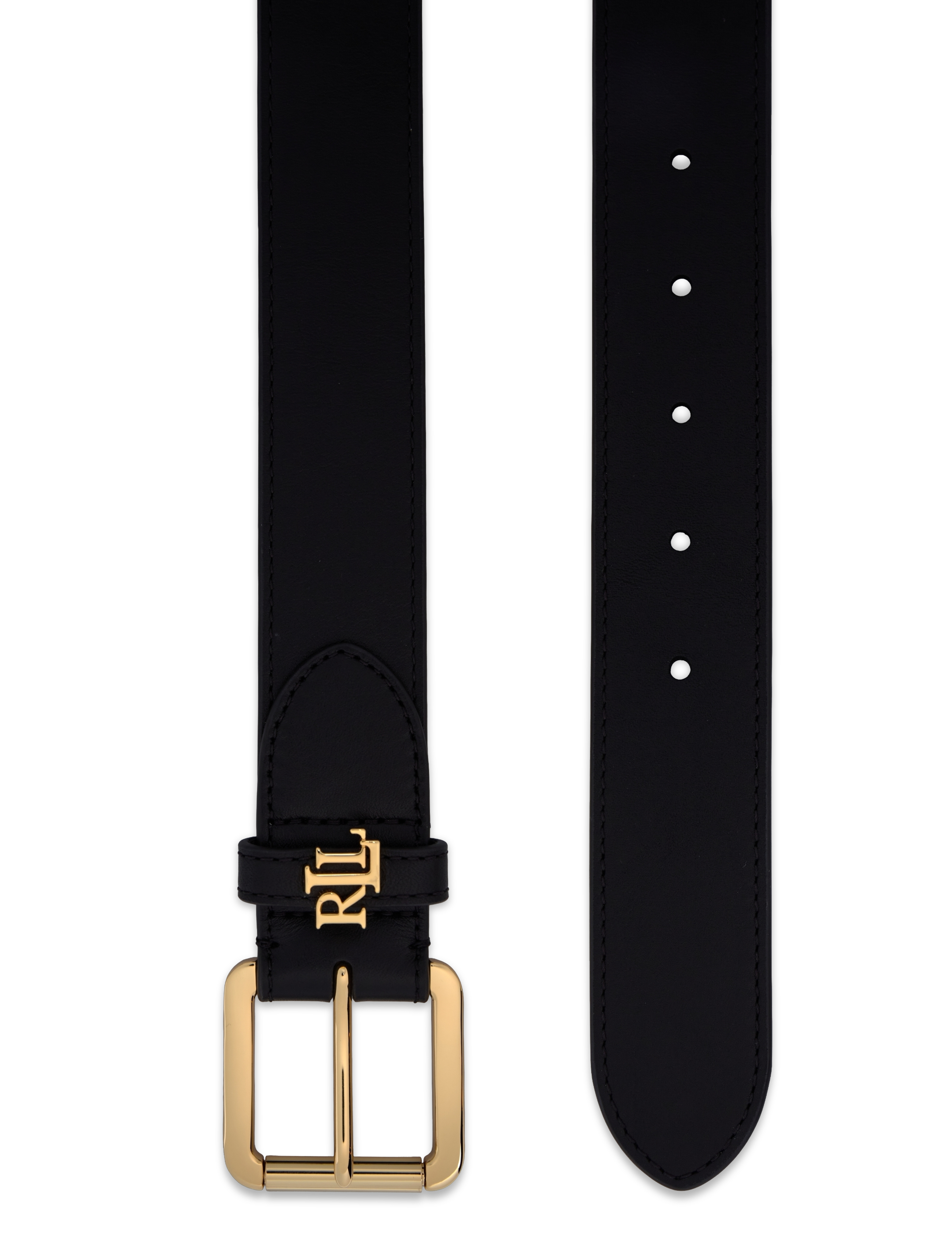 Lauren Ralph Lauren - NATURAL SMTH LEATHR-LOGO KEEPER-BLT - läderskärp - black - 1