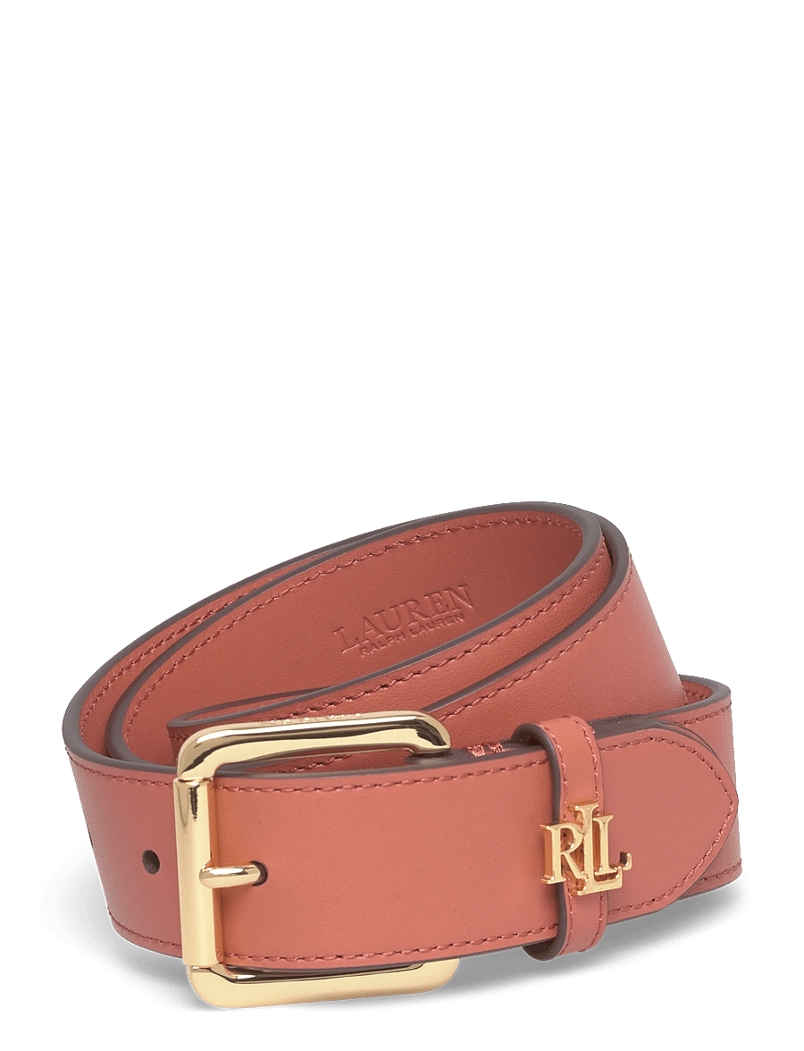 Lauren Ralph Lauren - NATURAL SMTH LEATHR-LOGO KEEPER-BLT - ledergürtel - red terracotta - 0