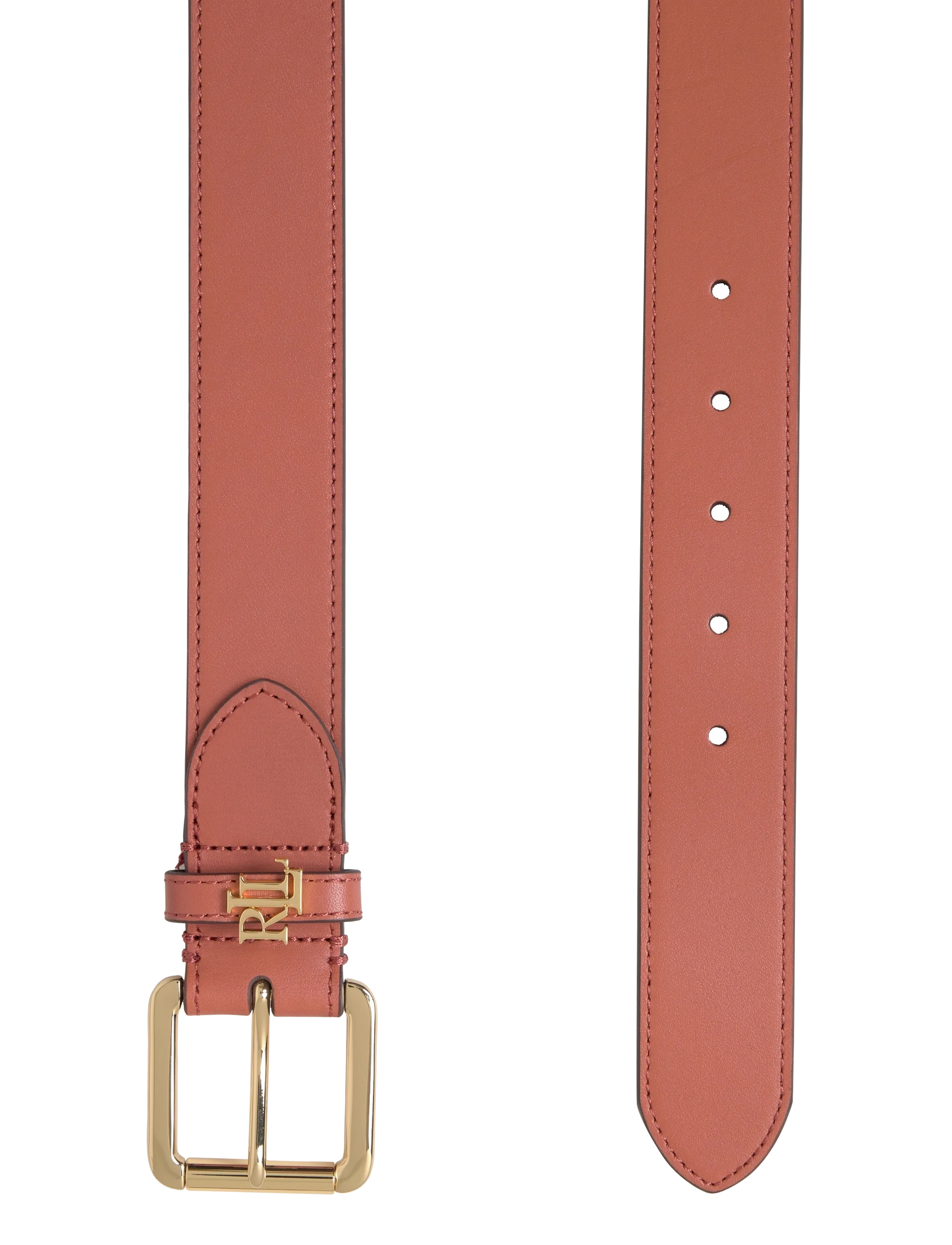 Lauren Ralph Lauren - NATURAL SMTH LEATHR-LOGO KEEPER-BLT - skinnbelter - red terracotta - 1