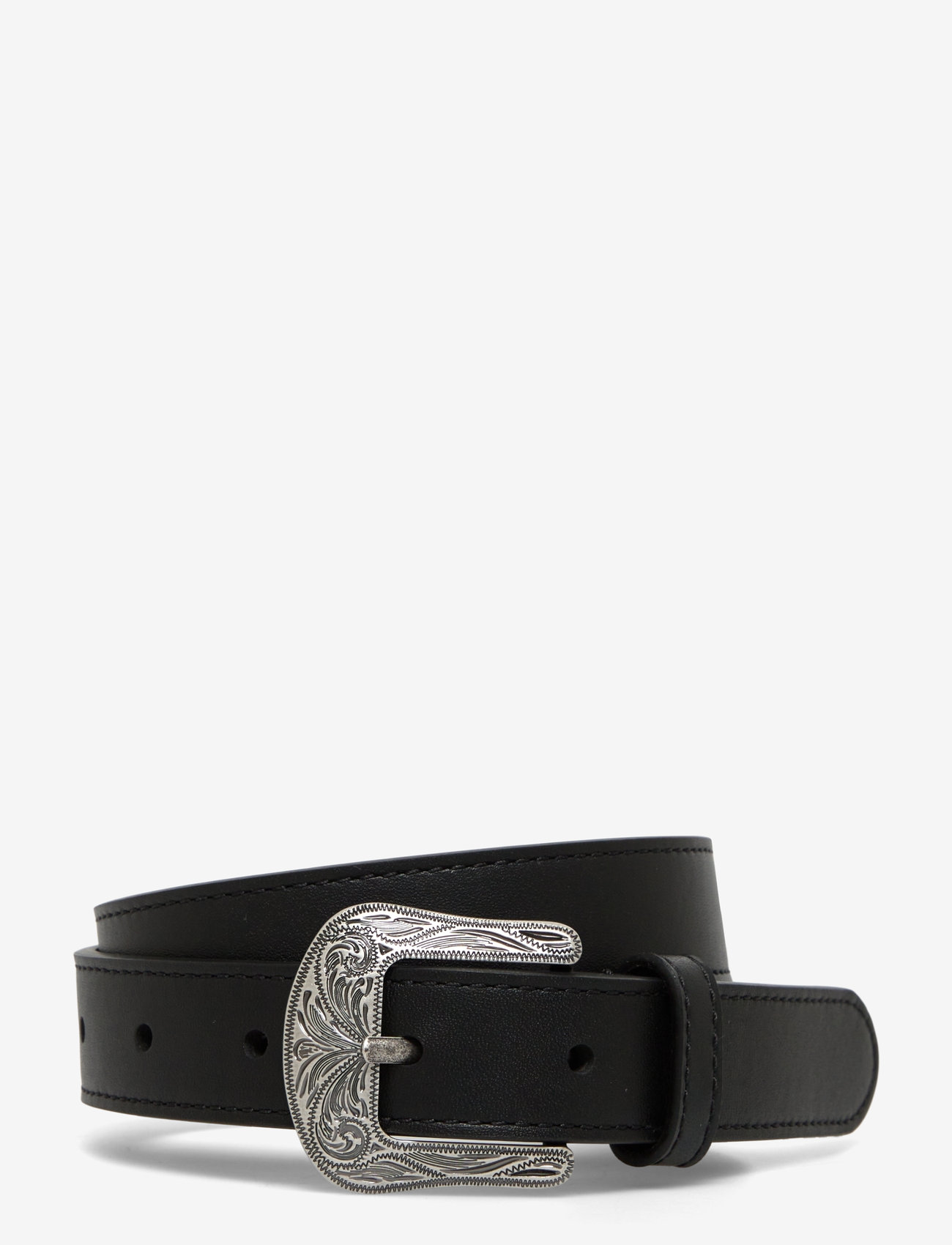 Lauren Ralph Lauren - Tooled-Buckle Leather Belt - casual bælter - black - 0