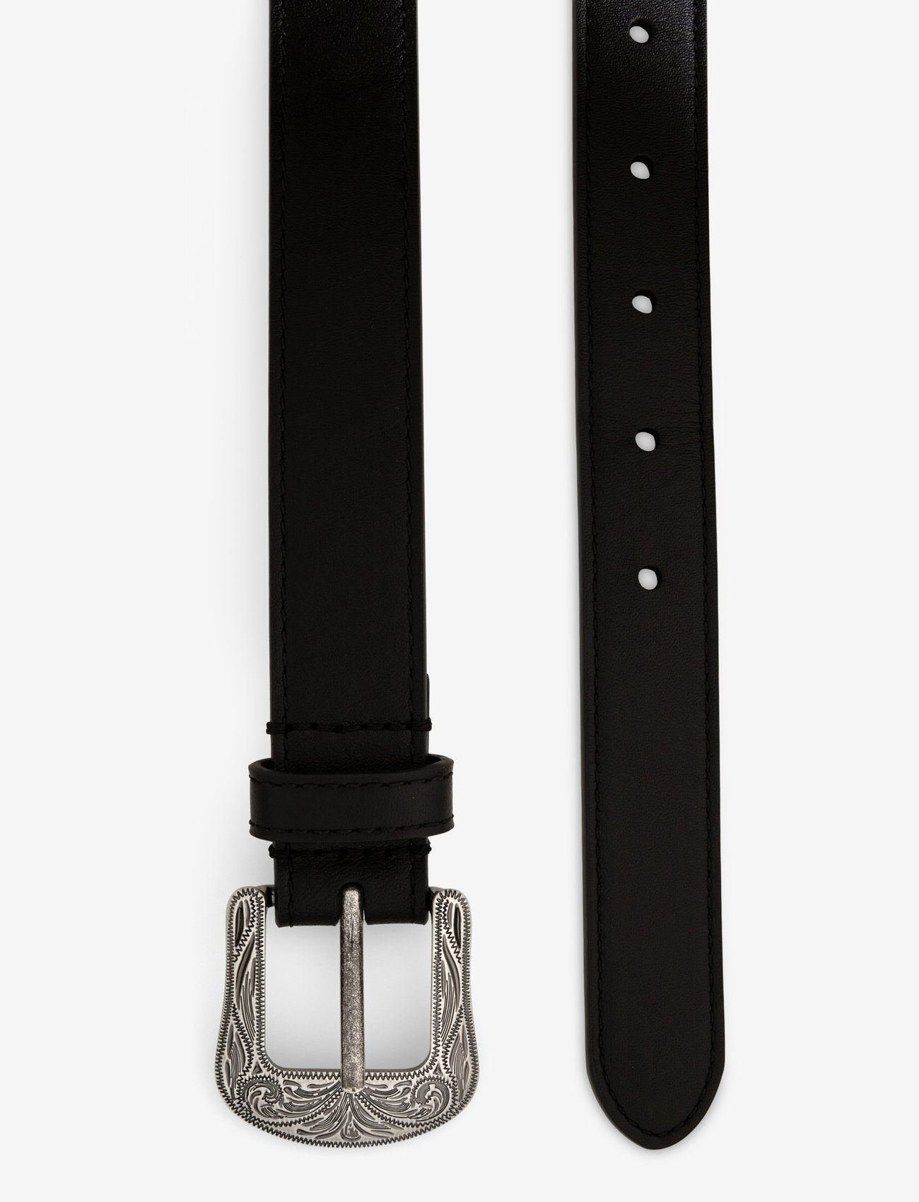 Lauren Ralph Lauren - Tooled-Buckle Leather Belt - casual bælter - black - 1