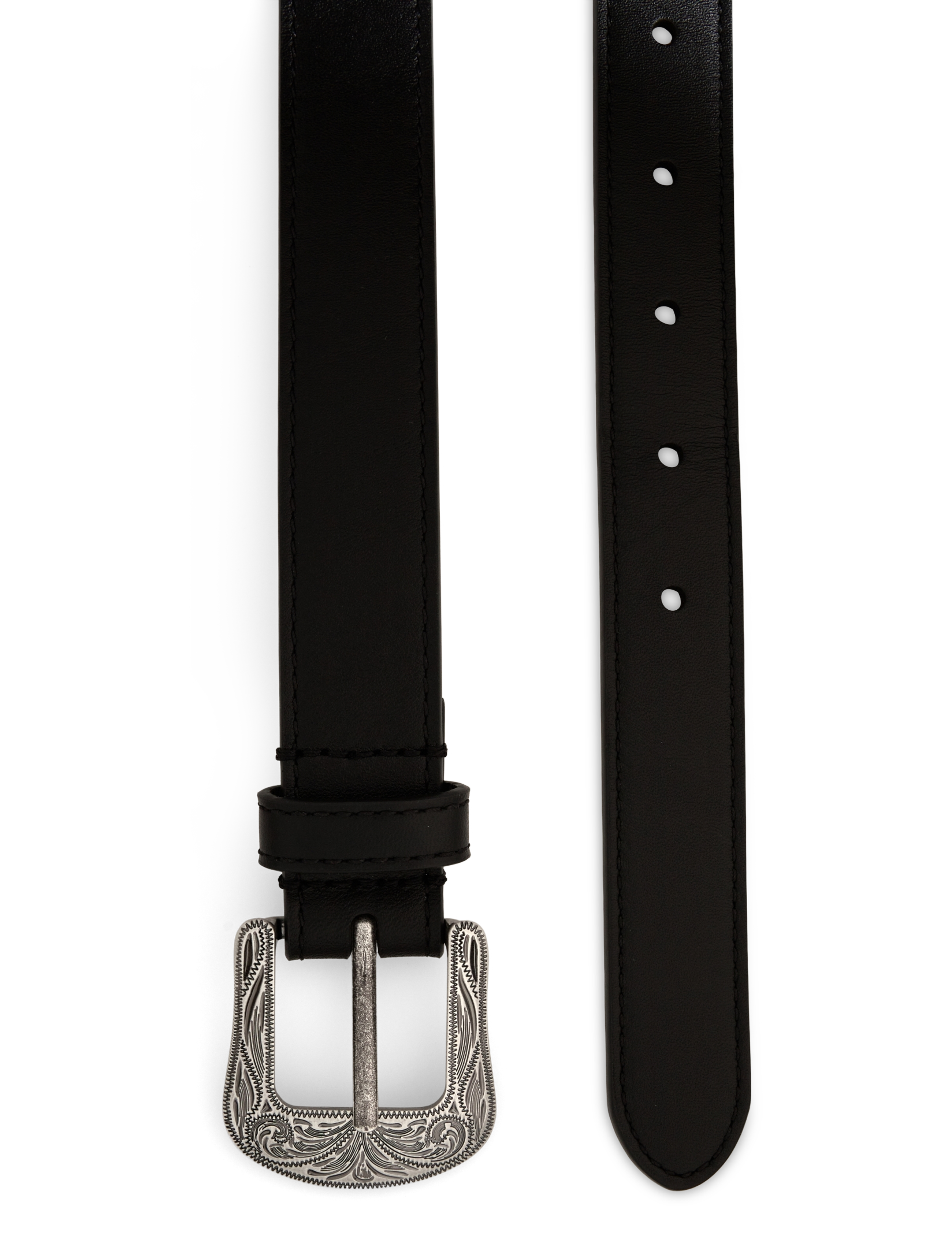 Lauren Ralph Lauren - Tooled-Buckle Leather Belt - black - 1