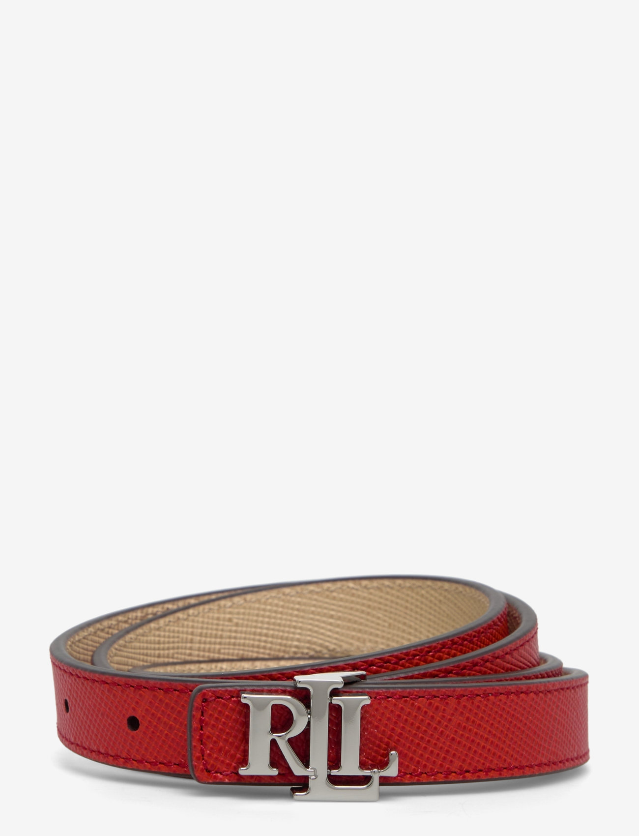 Lauren Ralph Lauren - Logo Reversible Crosshatch Skinny Belt - vardagsskärp - bright vermillion - 0