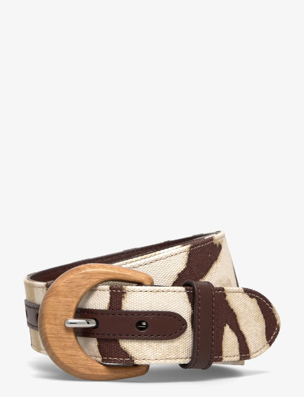 Lauren Ralph Lauren - Zebra-Print Wood-Buckle Wide Belt - casual bælter - zebra/dark hickor - 0