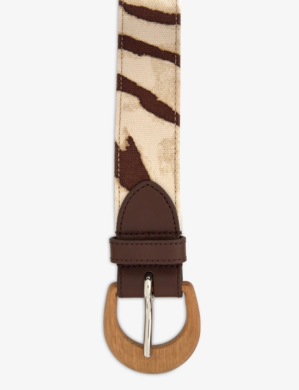Lauren Ralph Lauren - Zebra-Print Wood-Buckle Wide Belt - casual bælter - zebra/dark hickor - 1