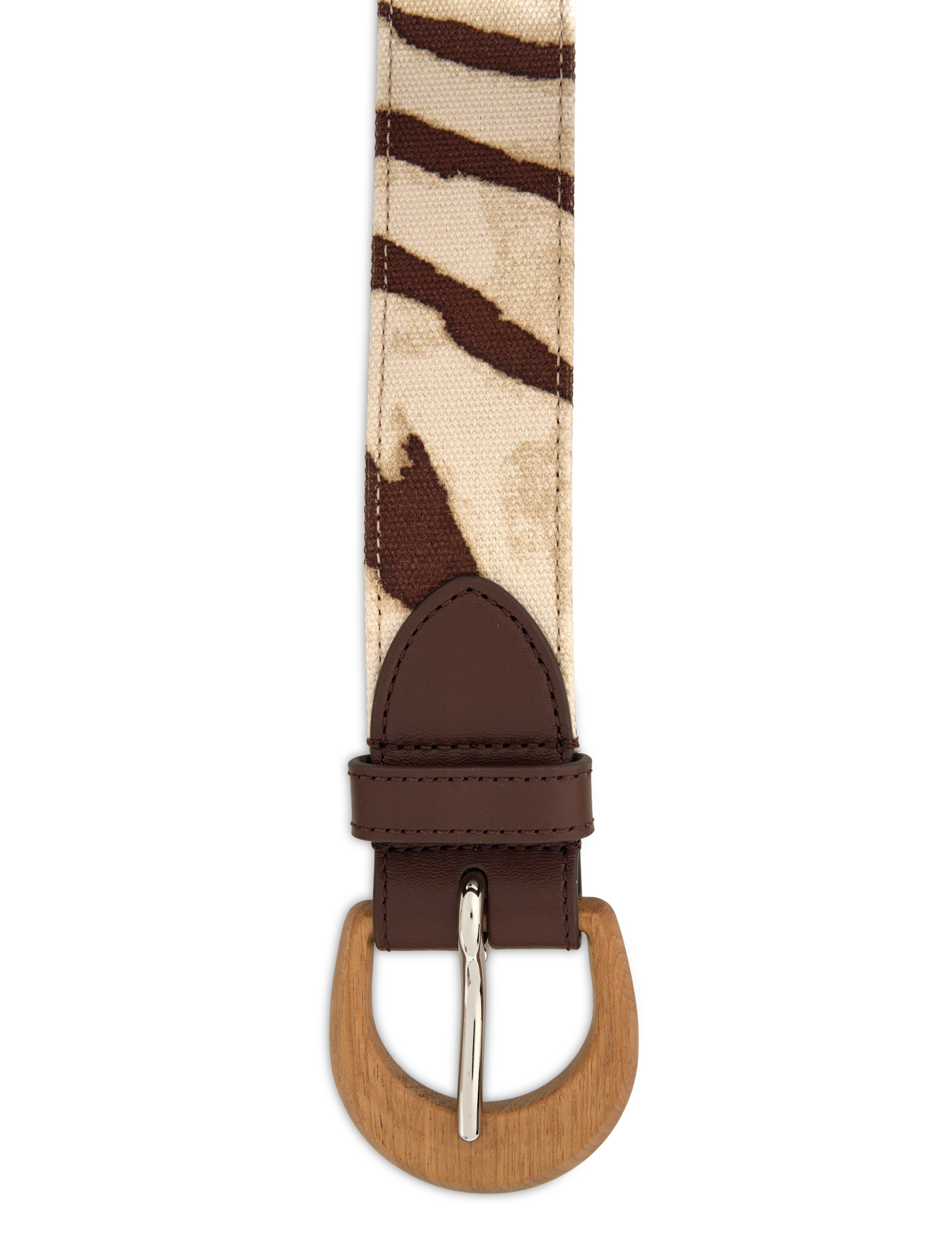 Lauren Ralph Lauren - Zebra-Print Wood-Buckle Wide Belt - zebra/dark hickor - 1