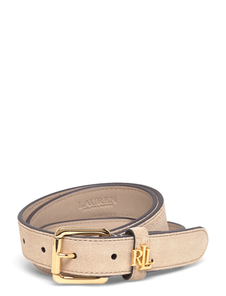 Lauren Ralph Lauren - Logo-Keeper Suede Skinny Belt - ledergürtel - birch tan - 0