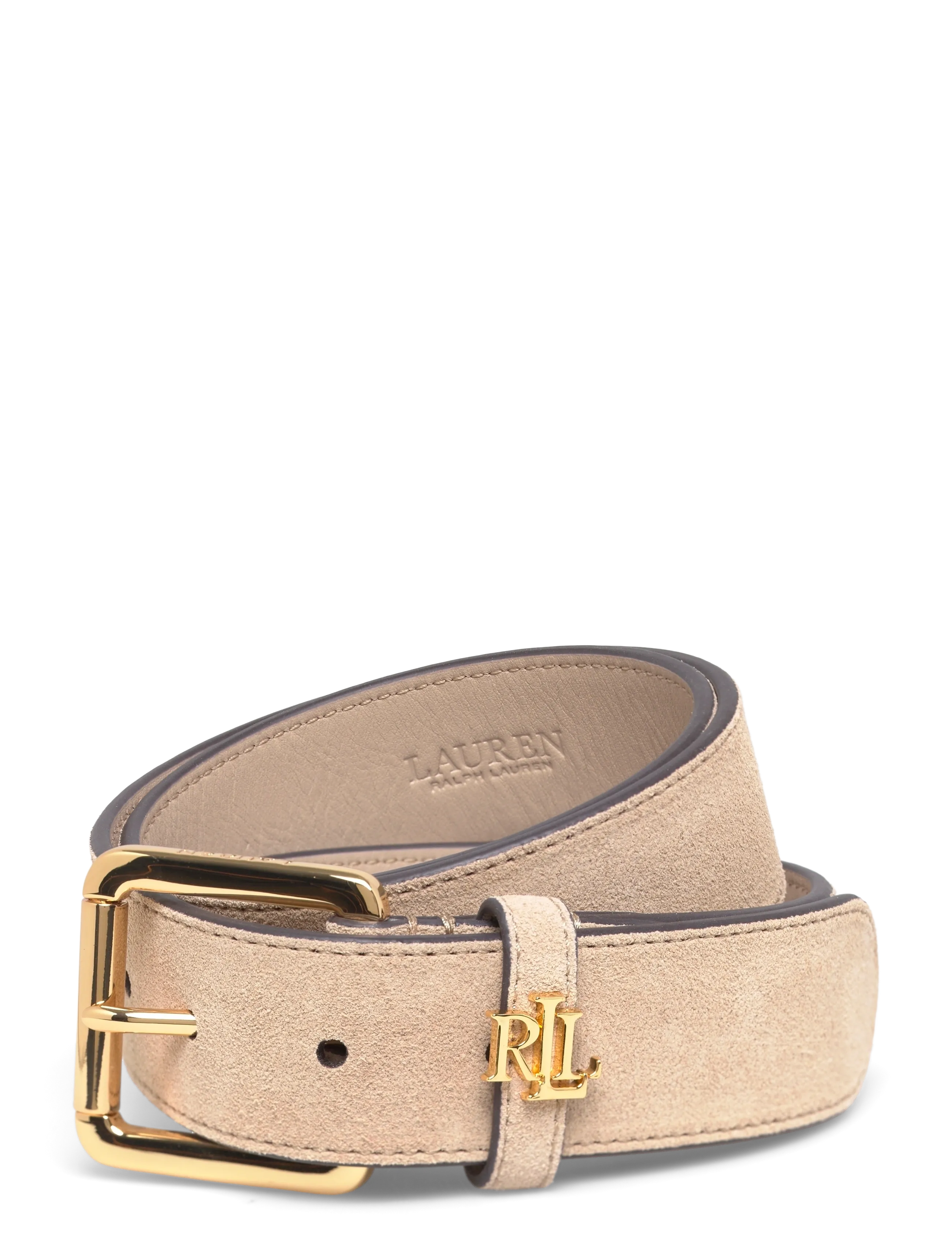 Lauren Ralph Lauren Logo-Keeper Suede Belt, S, Beige, Belts > Waist Belt, Dame