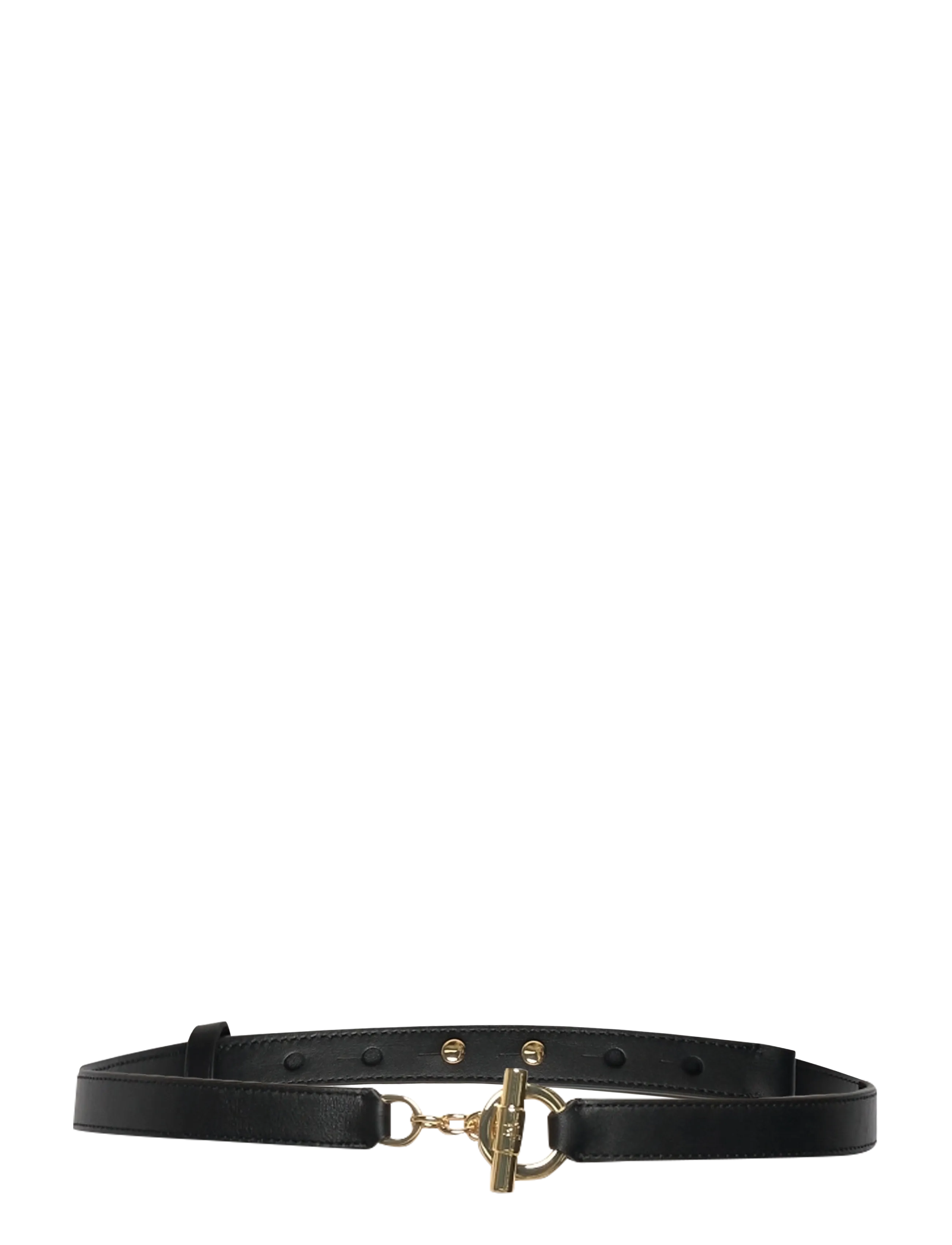 Lauren Ralph Lauren Leather Toggle Skinny Belt - Ādas jostas - BLACK / black