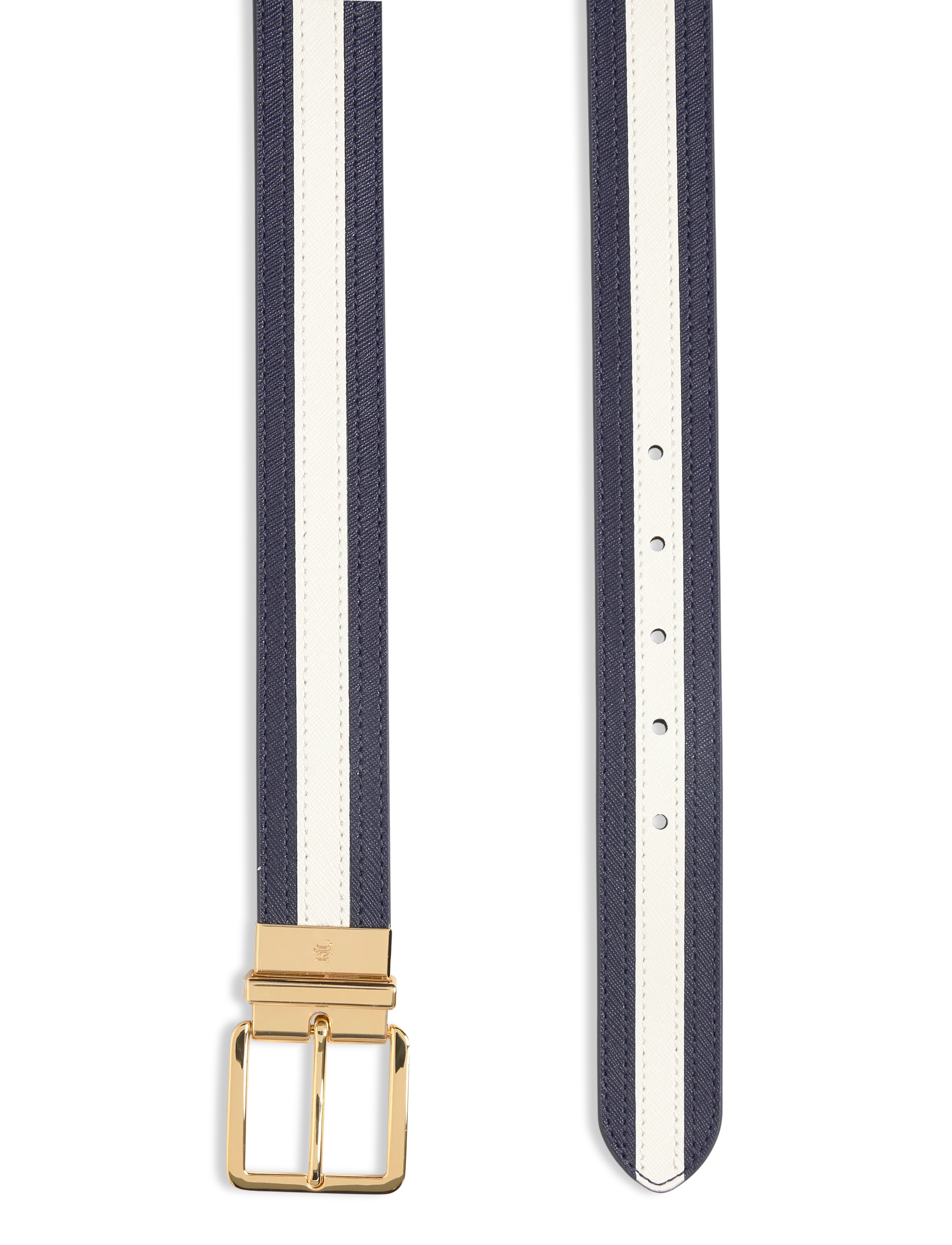 Lauren Ralph Lauren - Two-Tone Reversible Crosshatch Belt - paski skórzane - refined navy/soft - 1