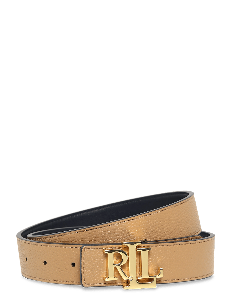 Lauren Ralph Lauren - Logo Reversible Pebbled Leather Belt - läderskärp - camel/lauren navy - 0