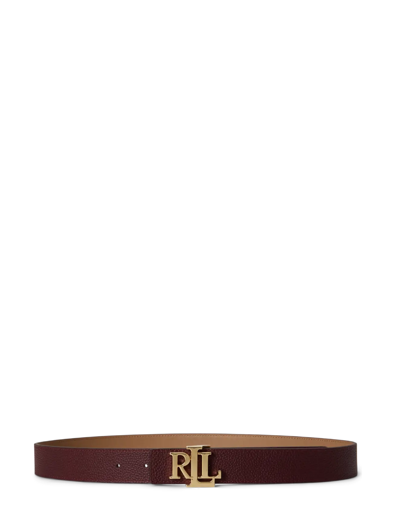 Lauren Ralph Lauren Logo Reversible Pebbled Leather Belt - Mode trends - DARK GARNET/CAMEL / brown