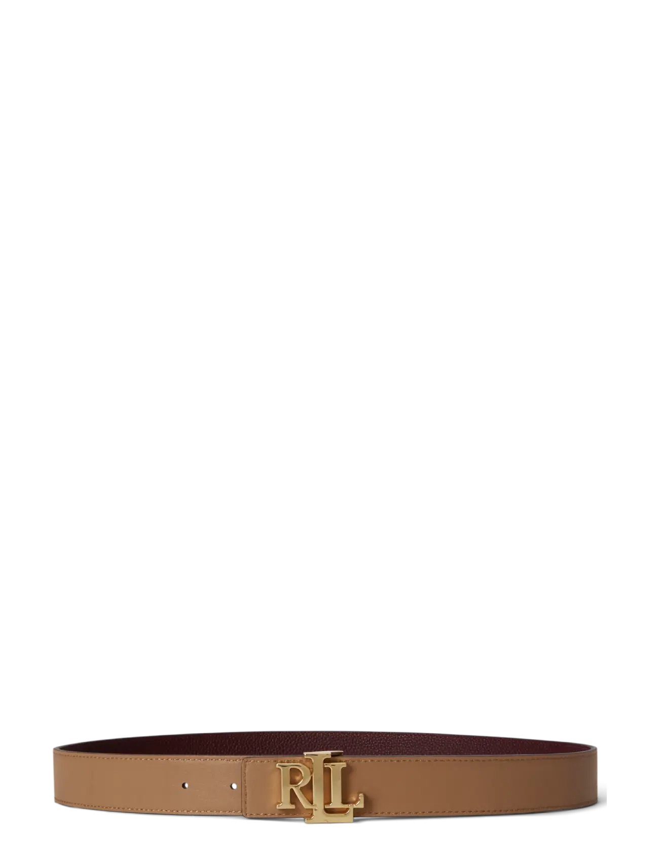 Lauren Ralph Lauren - Logo Reversible Pebbled Leather Belt - dark garnet/camel - 1