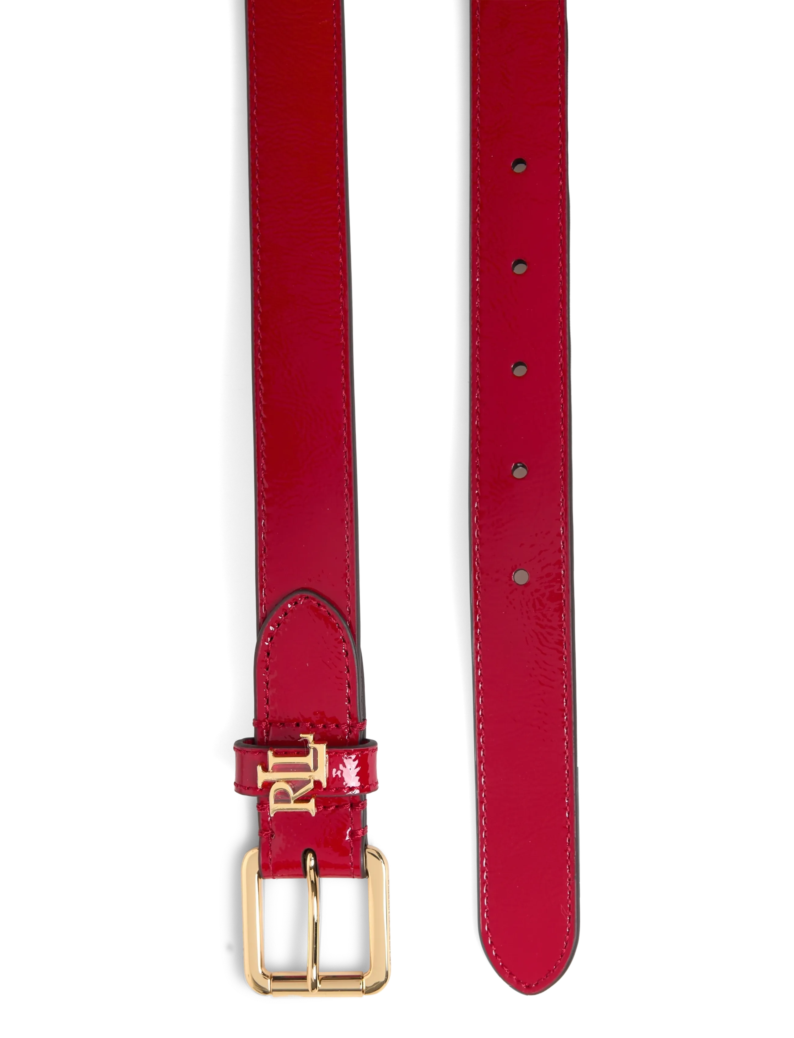 Lauren Ralph Lauren - Logo-Keeper Patent Leather Skinny Belt - læderbælter - festive red - 1