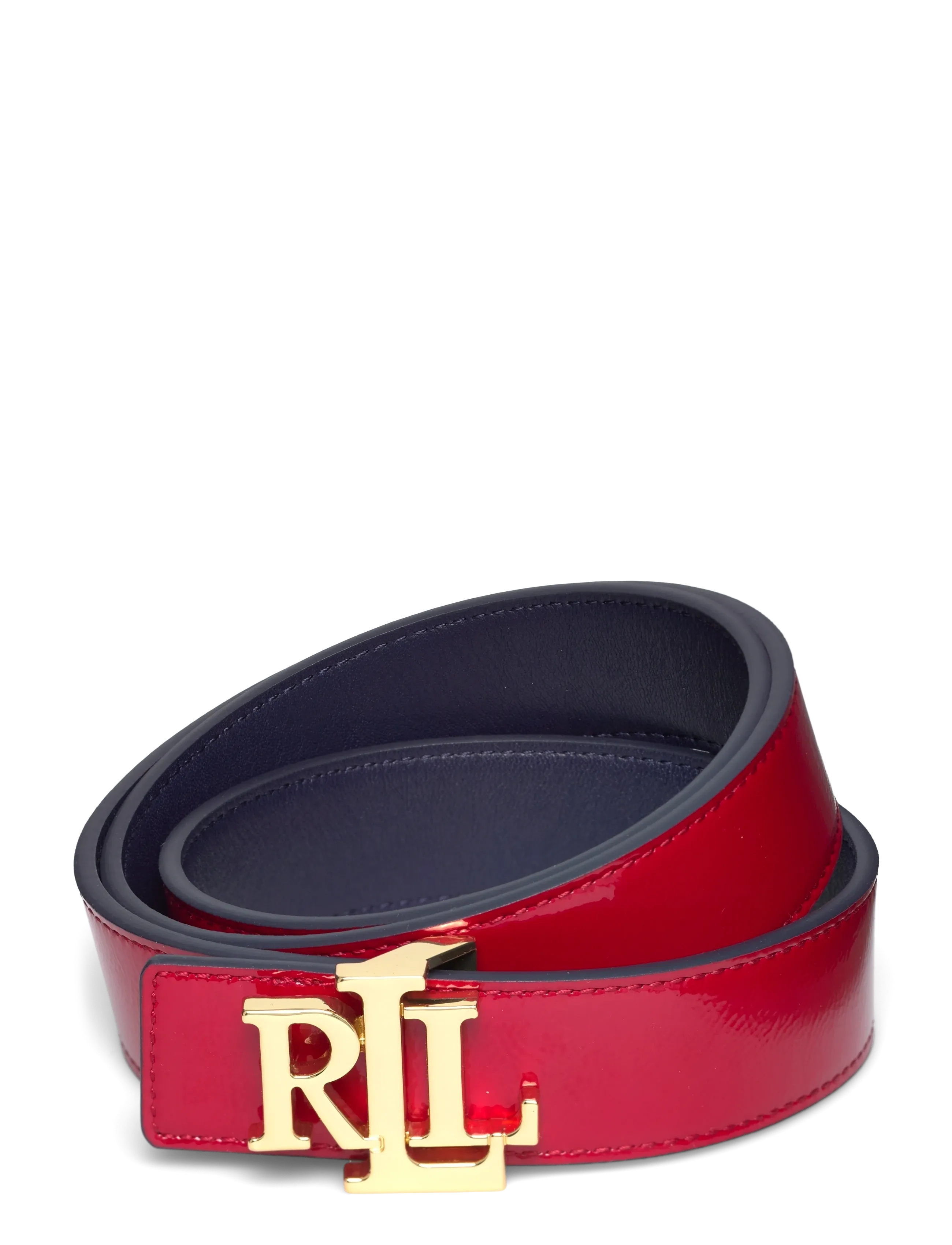 Lauren Ralph Lauren Logo Reversible Patent Leather Belt, S, Red, Belts > Waist Belt, Dame