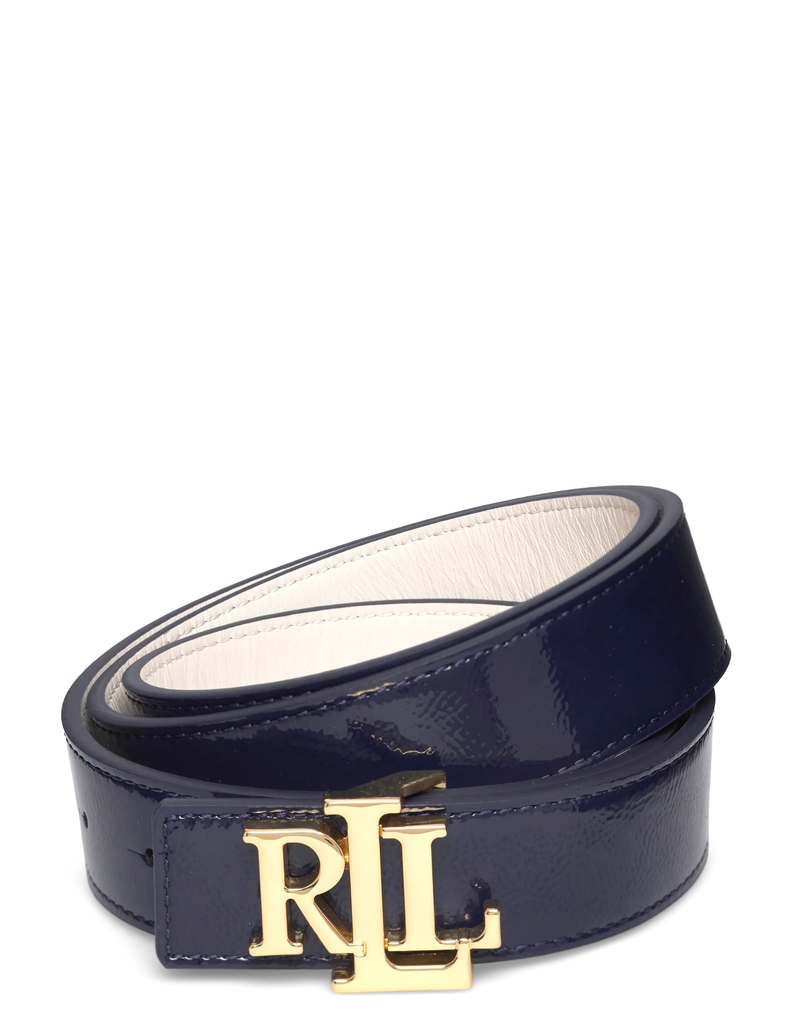 Lauren Ralph Lauren Logo Reversible Patent Leather Belt - Ādas jostas - REFINED NAVY/SOFT / navy