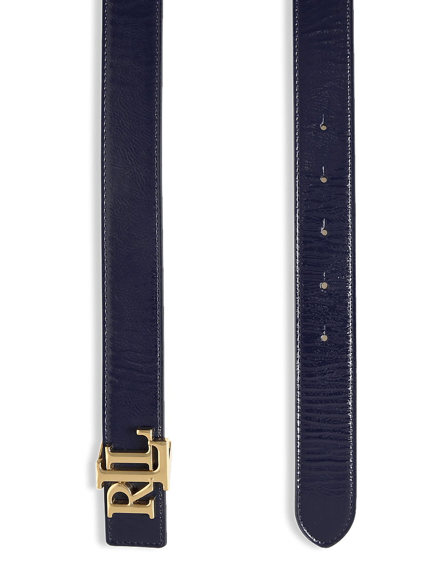 Lauren Ralph Lauren - Logo Reversible Patent Leather Belt - leren riemen - refined navy/soft - 1