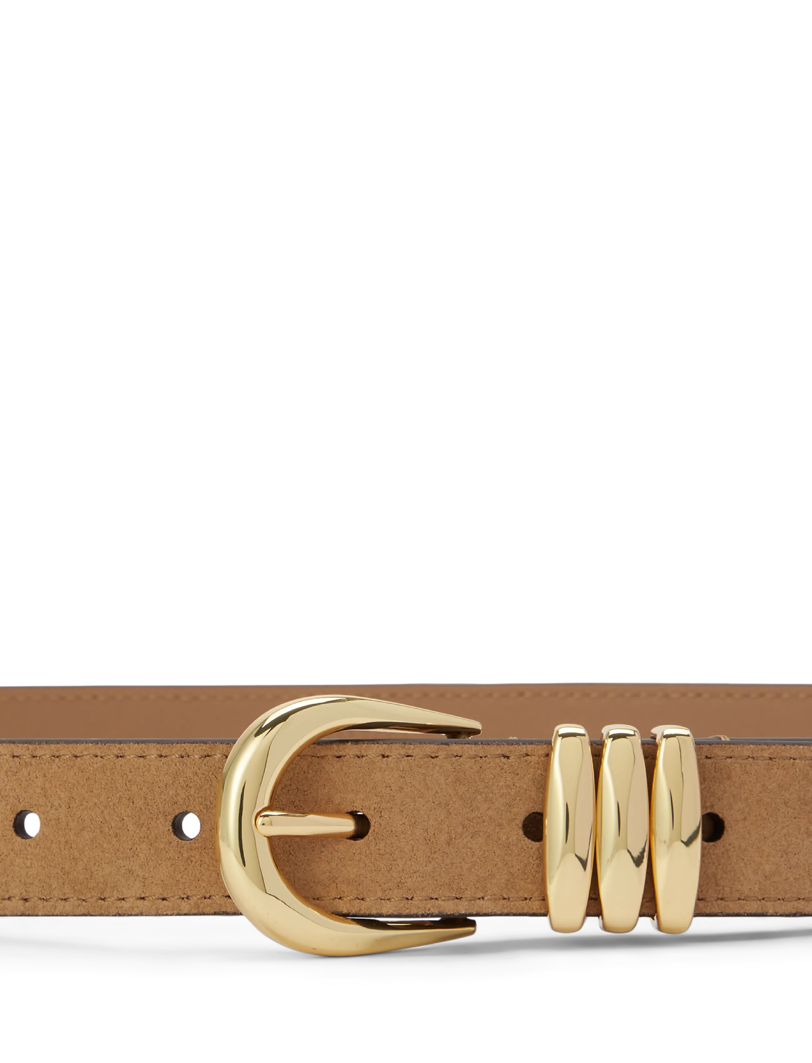 Lauren Ralph Lauren - Metal-Keeper Suede Skinny Belt - nahkrihmad - camel - 2