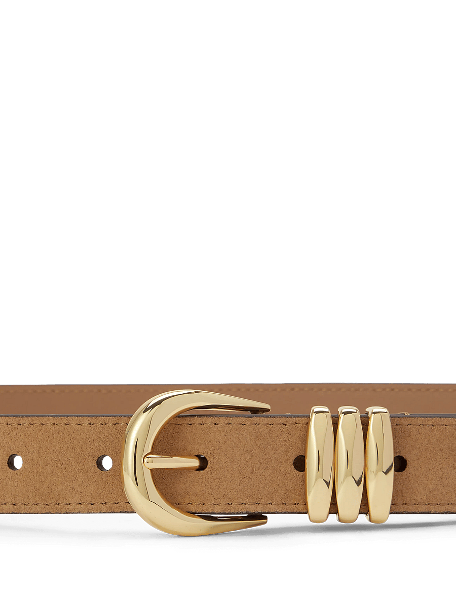Lauren Ralph Lauren - Metal-Keeper Suede Skinny Belt - nahkrihmad - camel - 2