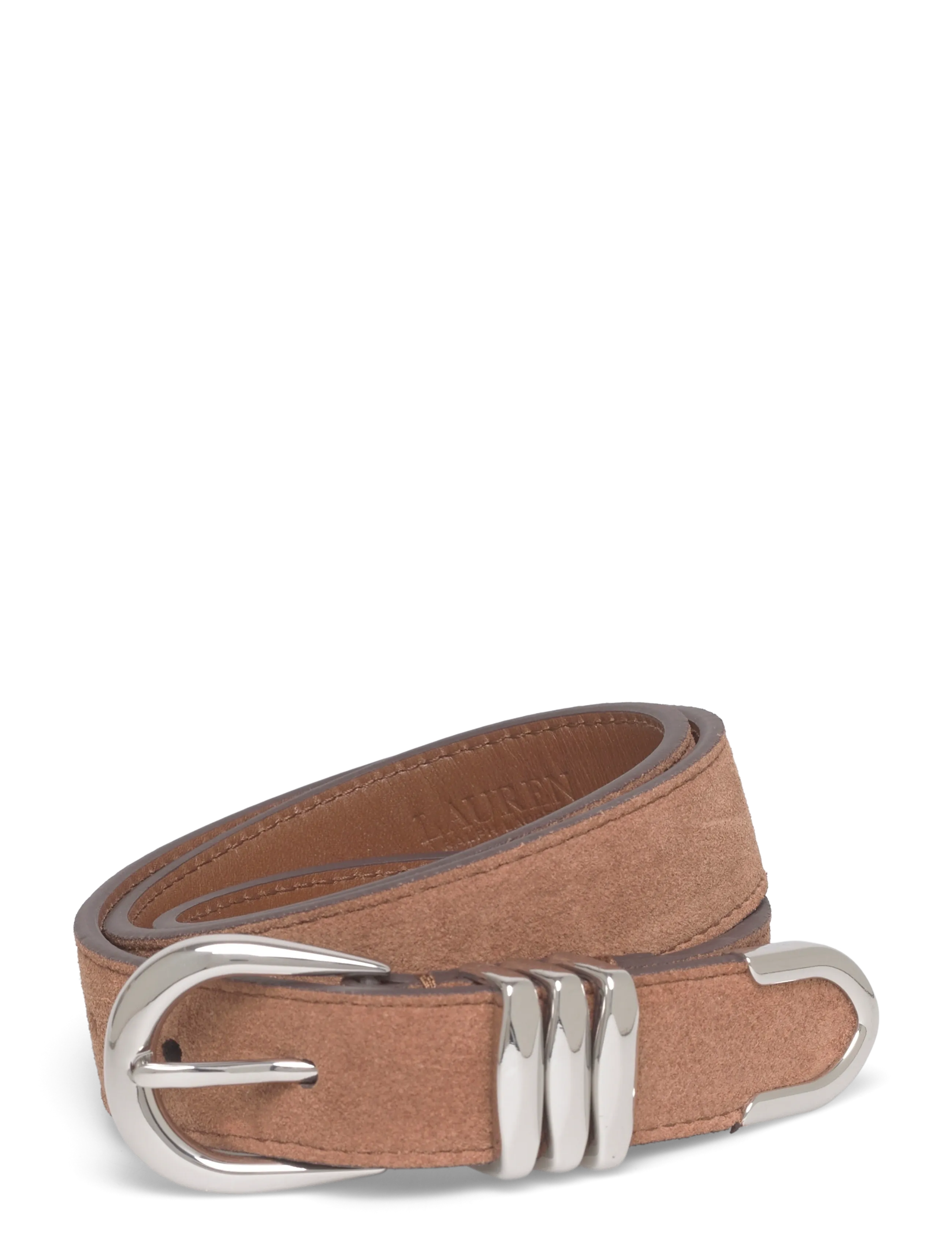 Lauren Ralph Lauren Metal-Keeper Suede Skinny Belt, S, Brown, Belts > Casual Belt, Dame