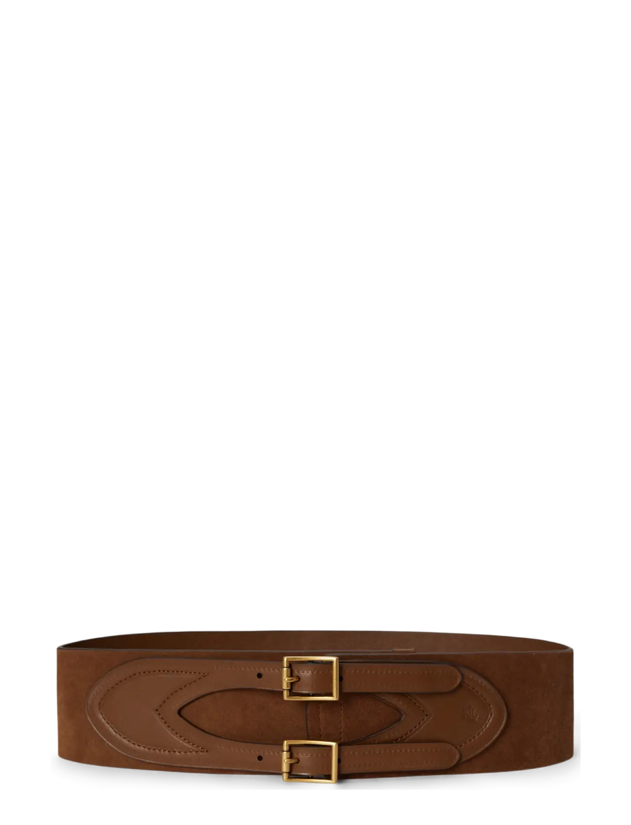 Lauren Ralph Lauren Suede & Leather Double-Buckle Wide Belt - Ledergürtel - LIGHT TOBACCO/LIG / brown