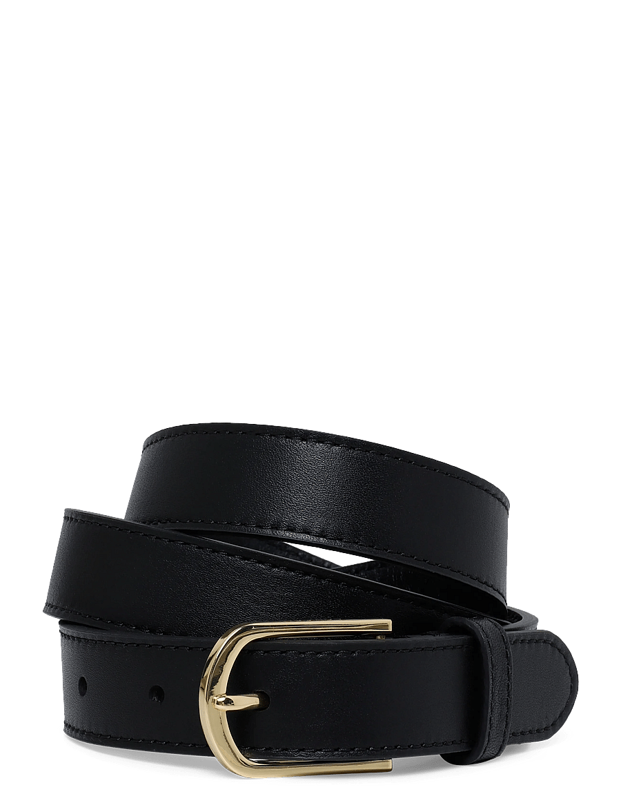 Lauren Ralph Lauren - Rounded-Buckle Leather Skinny Belt - nahkrihmad - black - 0