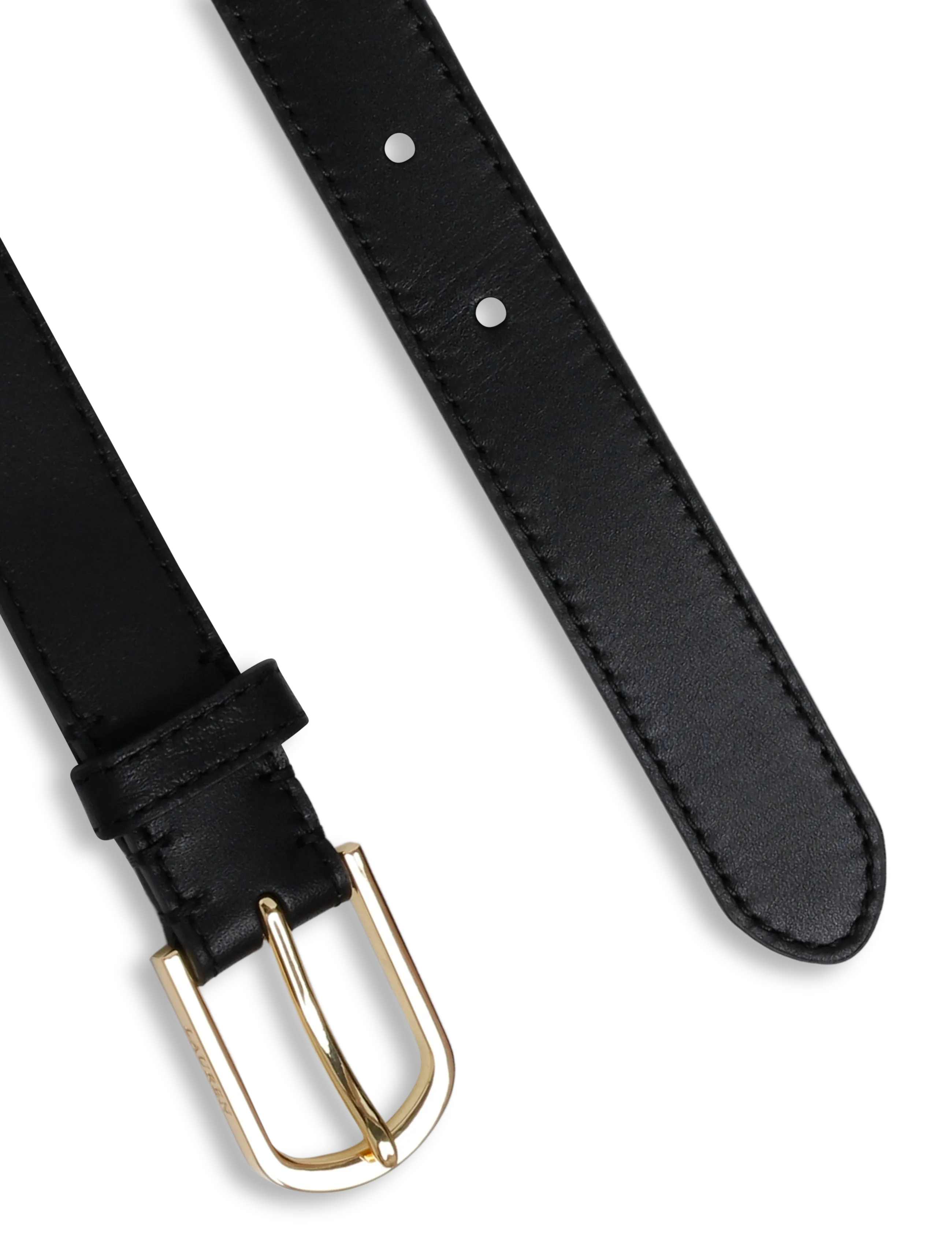 Lauren Ralph Lauren - Rounded-Buckle Leather Skinny Belt - nahkrihmad - black - 1